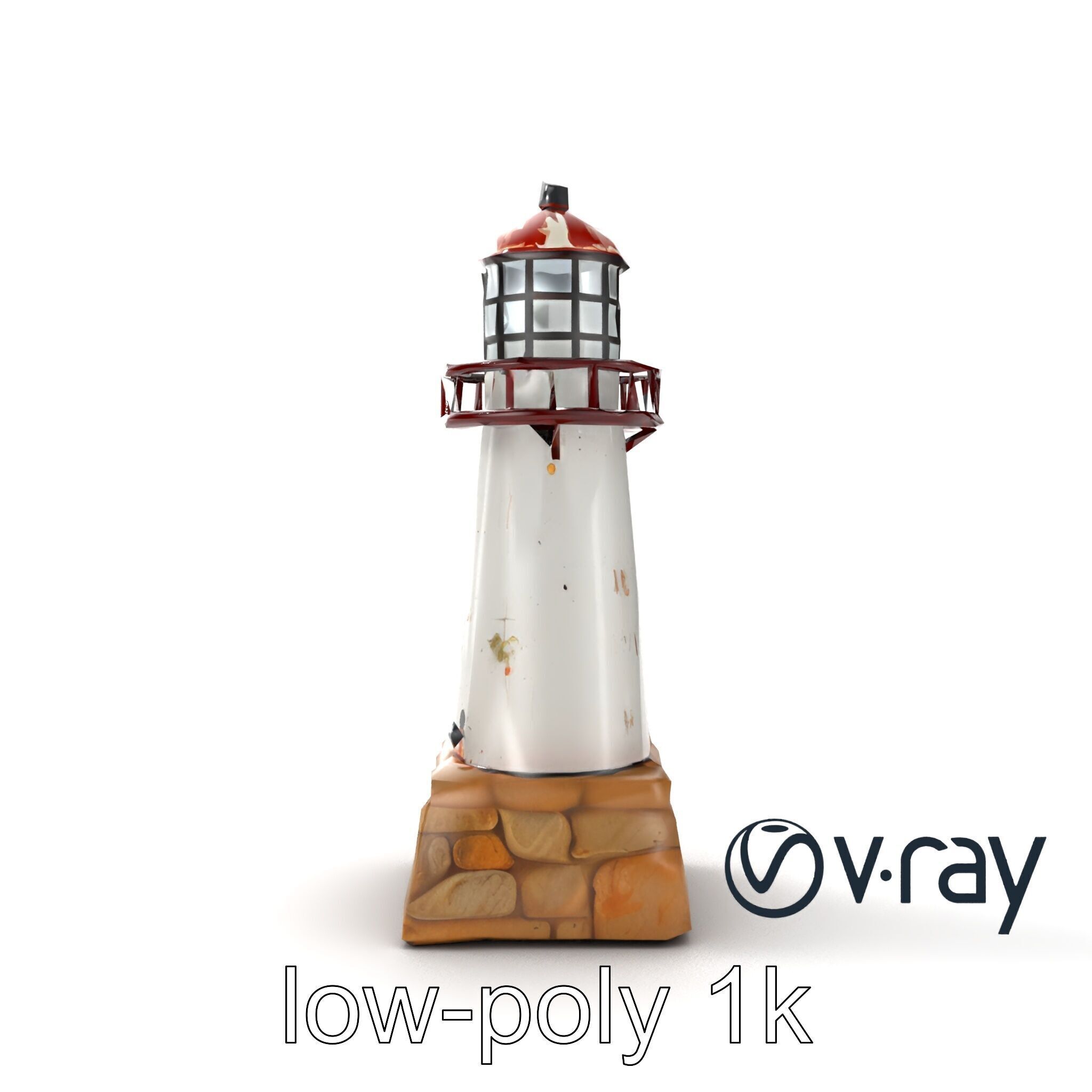 Chipped Lighthouse Sculpture model pack Low-poly 3D model_10