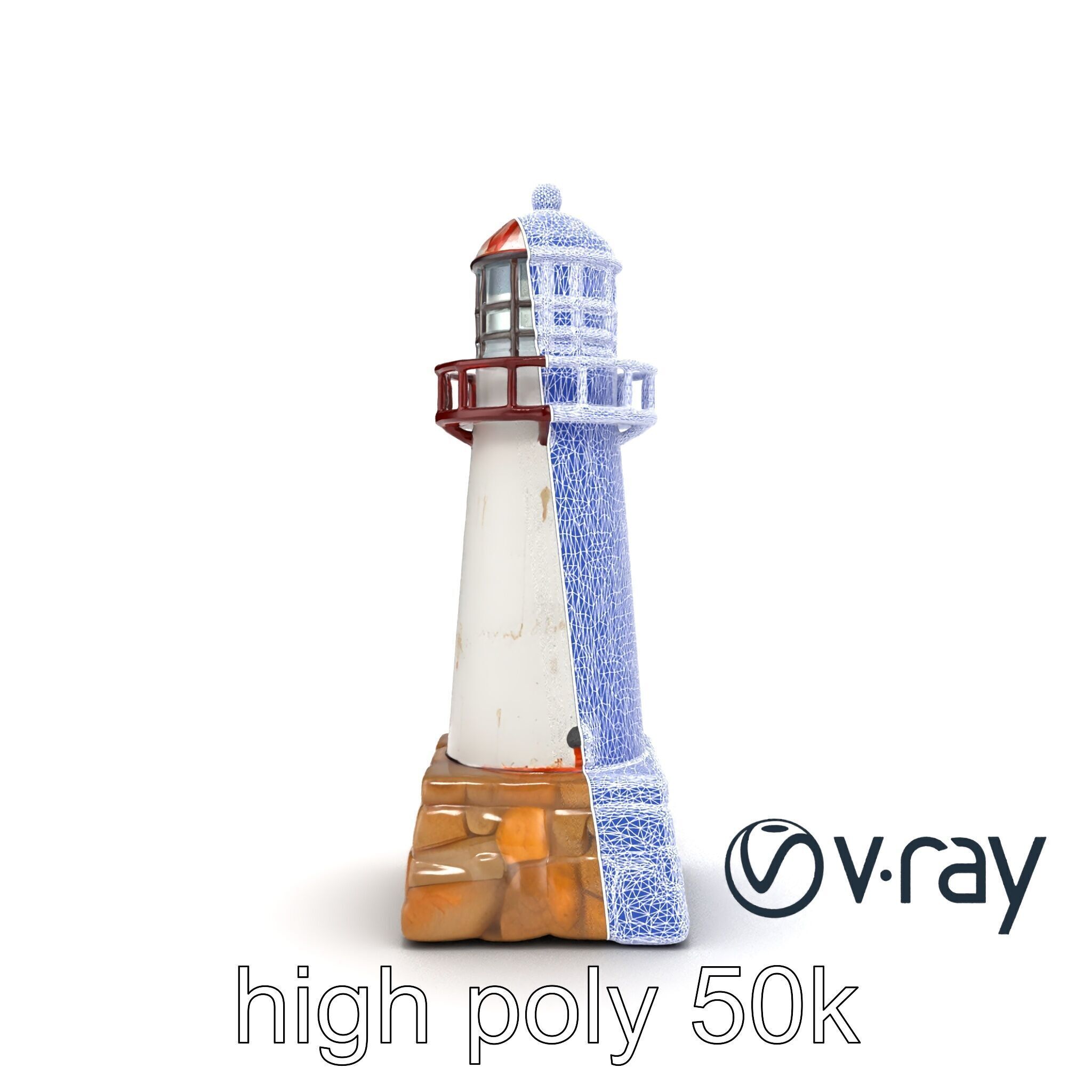Chipped Lighthouse Sculpture model pack Low-poly 3D model_30