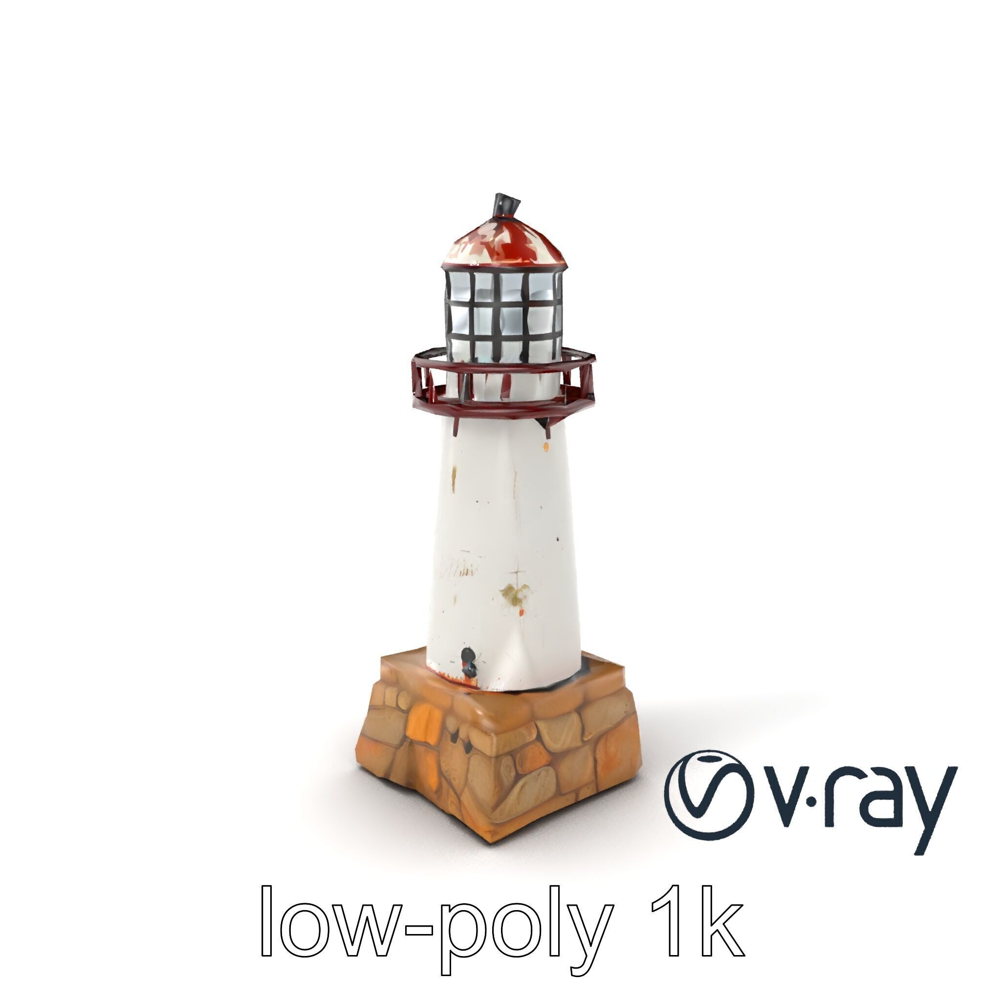 Chipped Lighthouse Sculpture model pack Low-poly 3D model_2