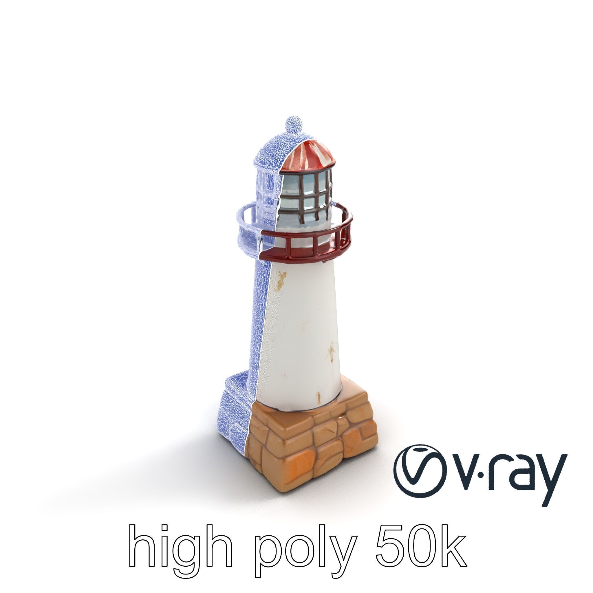 Chipped Lighthouse Sculpture model pack Low-poly 3D model_18