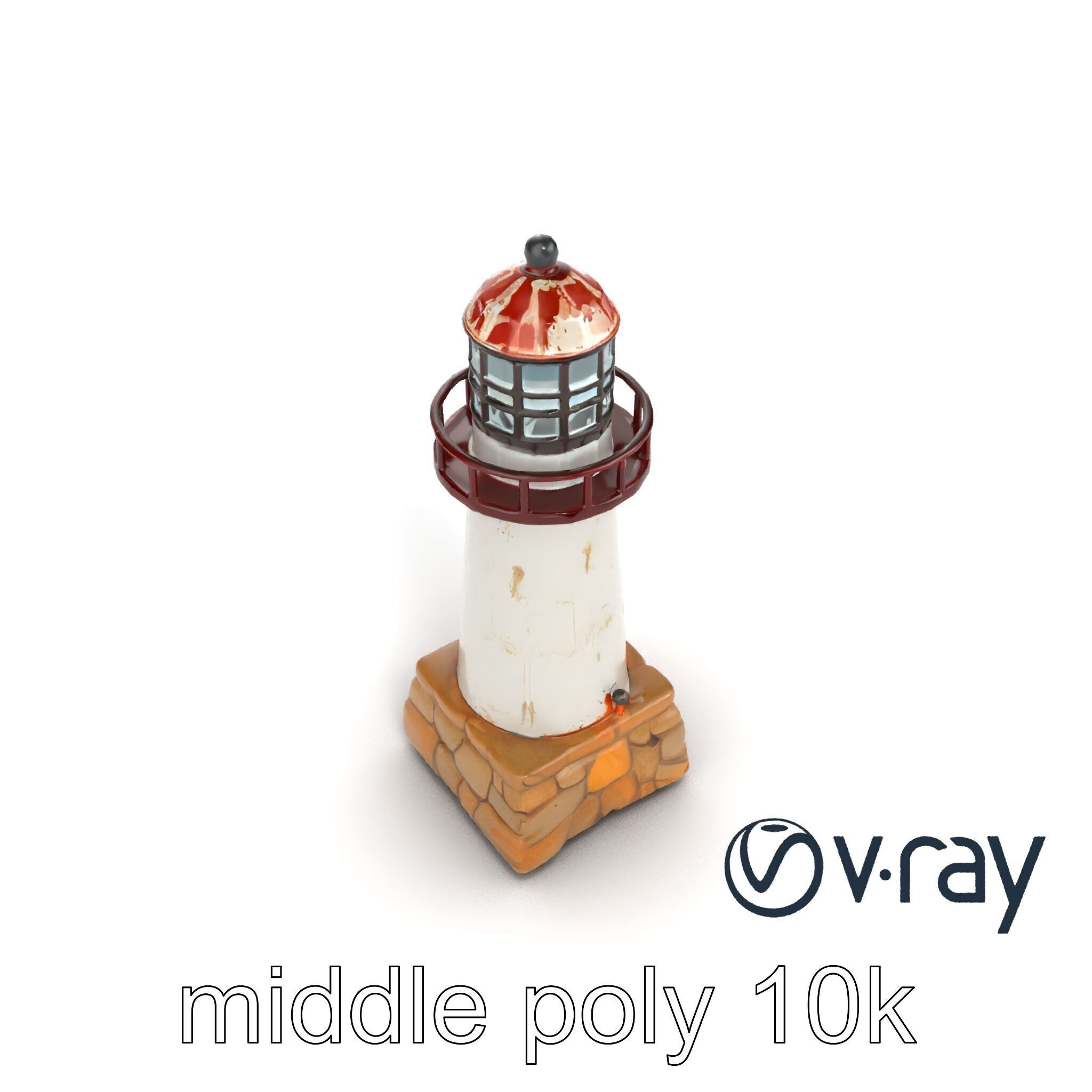 Chipped Lighthouse Sculpture model pack Low-poly 3D model_12