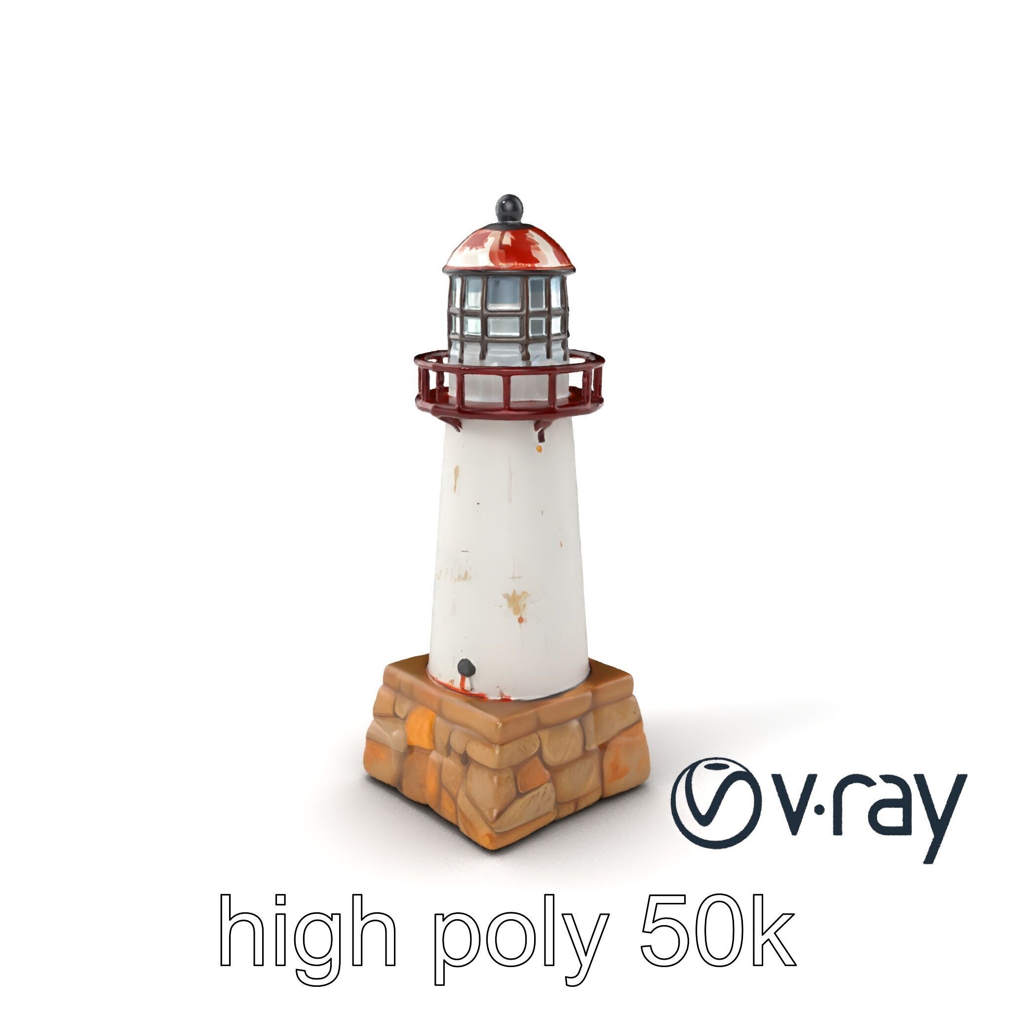 Chipped Lighthouse Sculpture model pack Low-poly 3D model_6