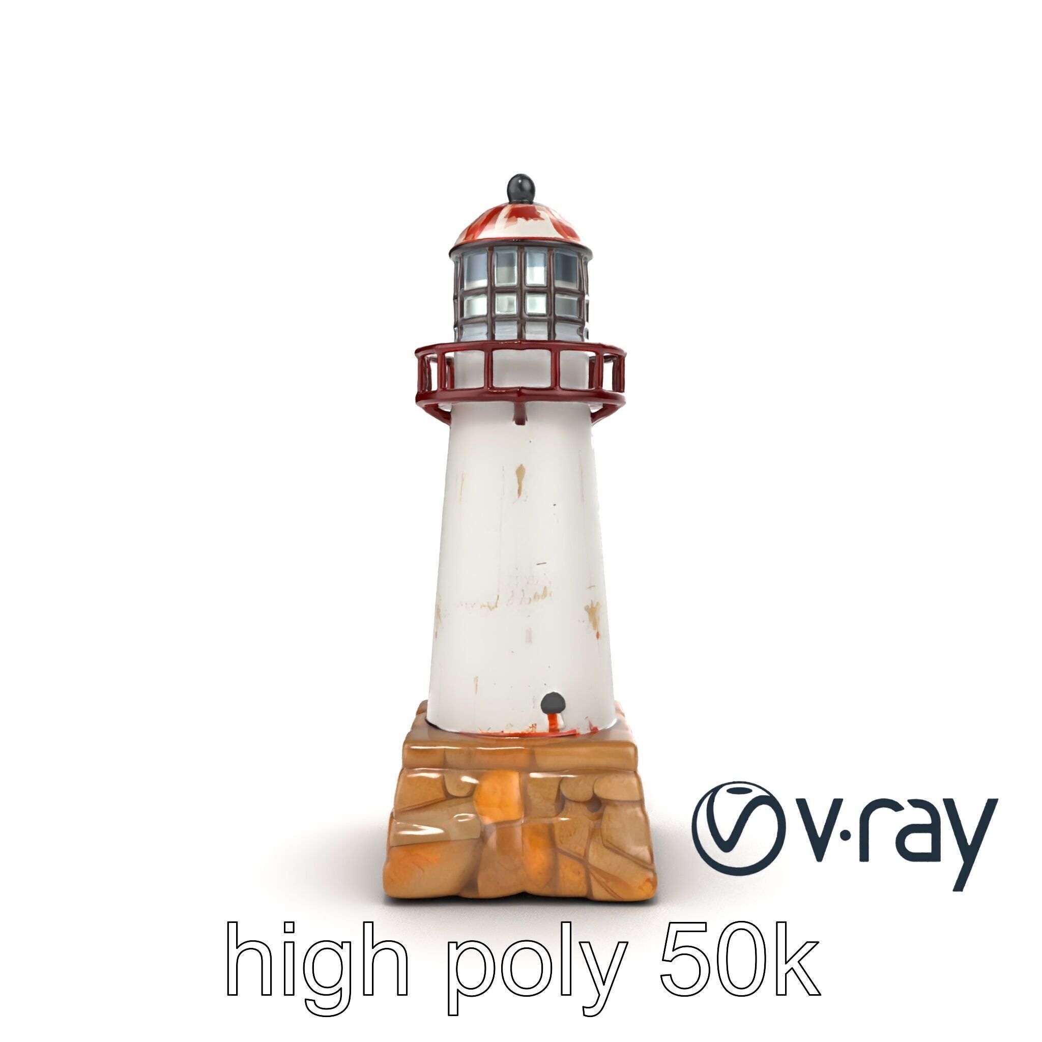 Chipped Lighthouse Sculpture model pack Low-poly 3D model_25