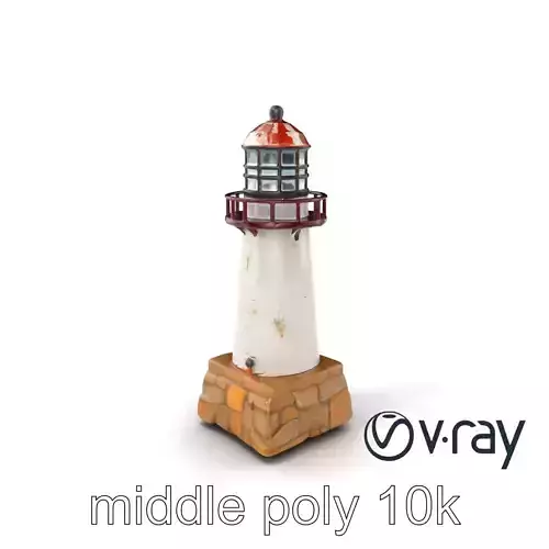 Chipped Lighthouse Sculpture model pack Low-poly 3D model