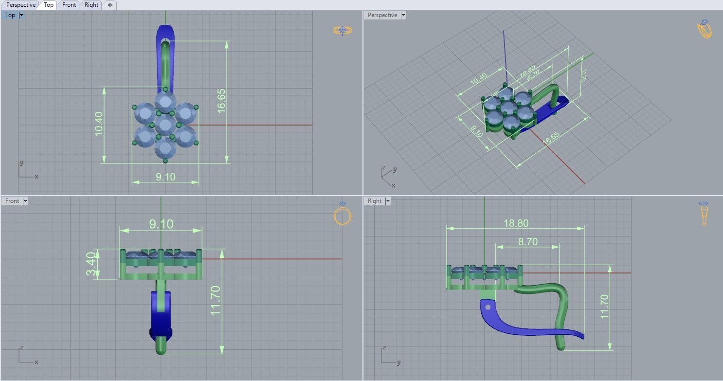 Ring and Earrings set 60337 3D print model_6