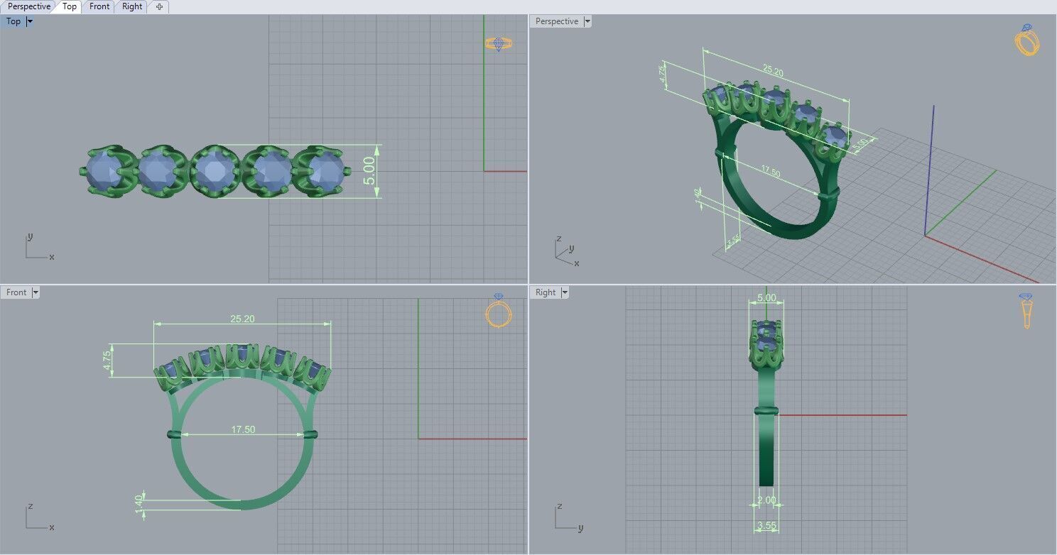 Ring and Earrings set 60337 3D print model_8