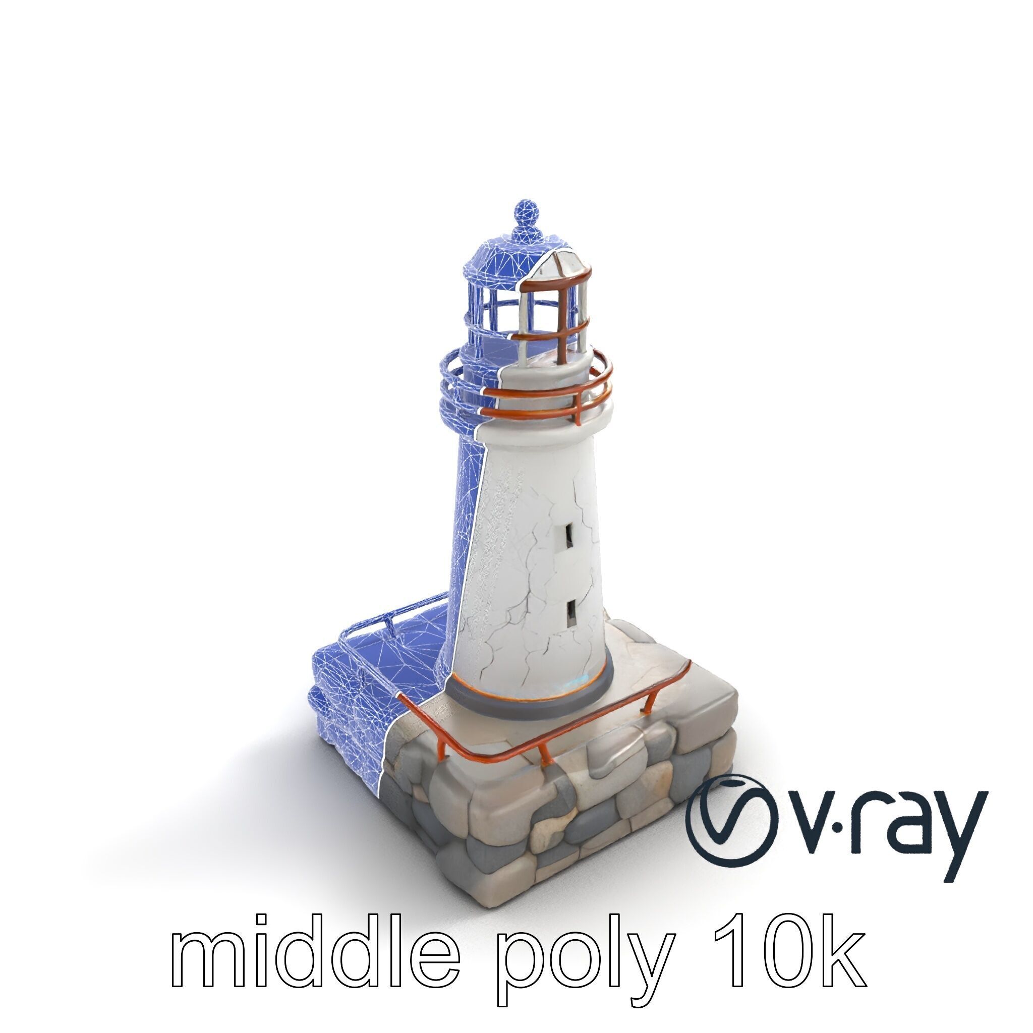 Cracked Lighthouse Coastal Storytelling model pack Low-poly 3D model_10
