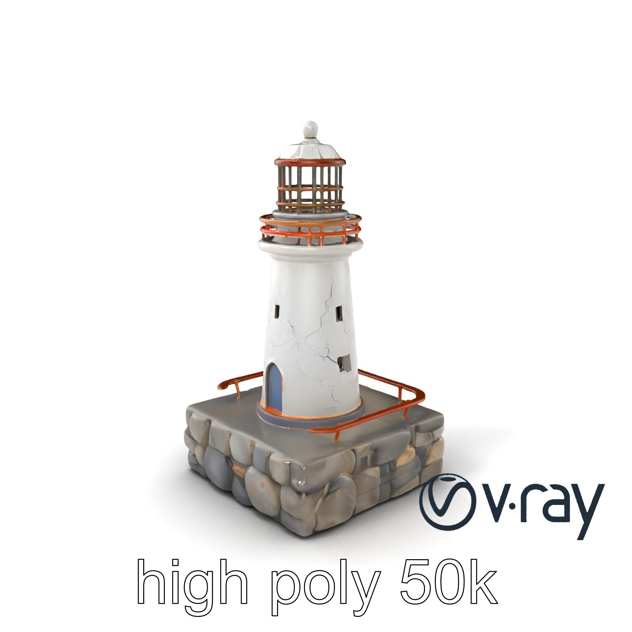 Cracked Lighthouse Coastal Storytelling model pack Low-poly 3D model_6