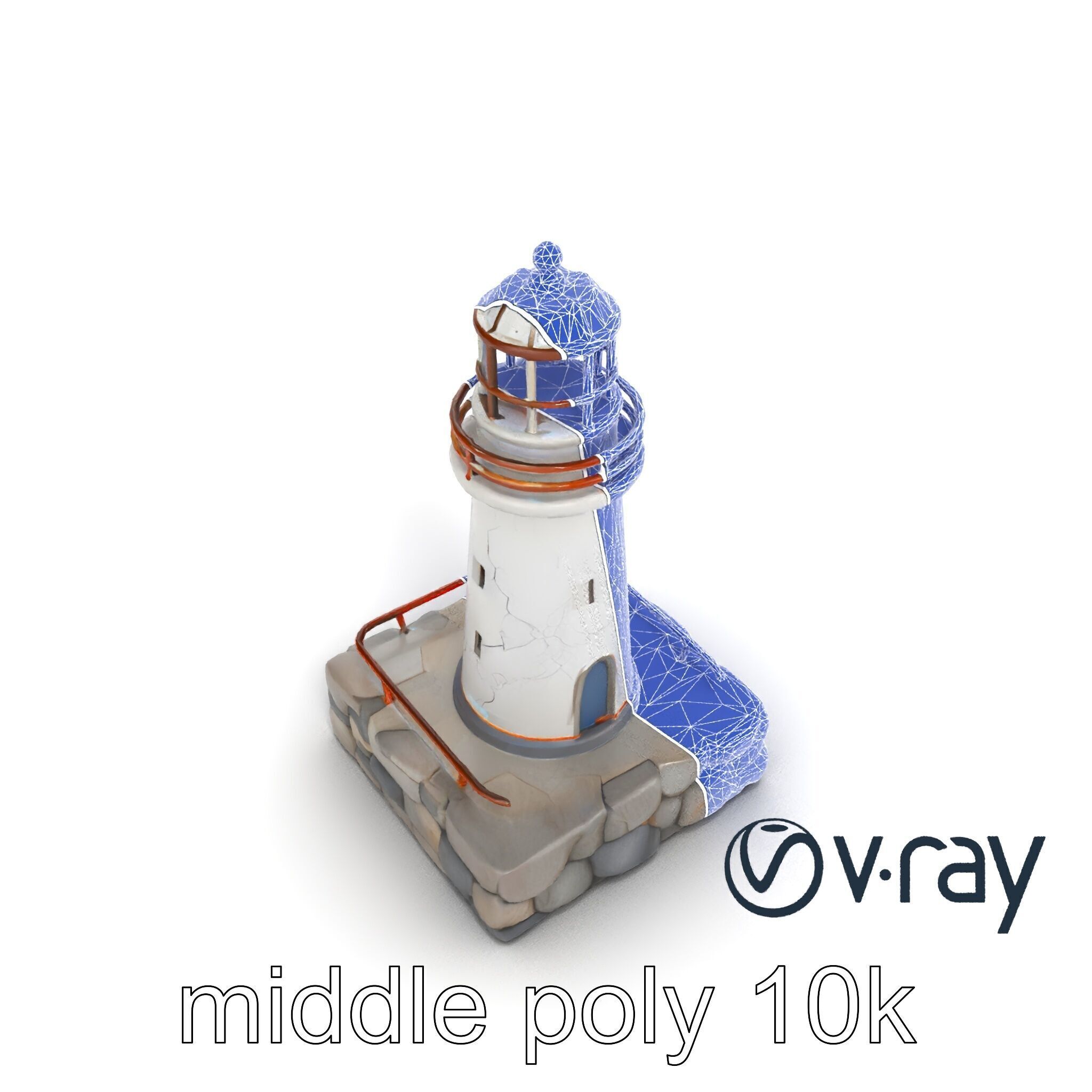Cracked Lighthouse Coastal Storytelling model pack Low-poly 3D model_12