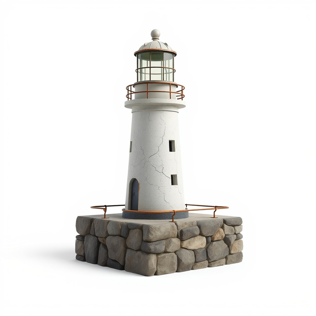 Cracked Lighthouse Coastal Storytelling model pack Low-poly 3D model_3