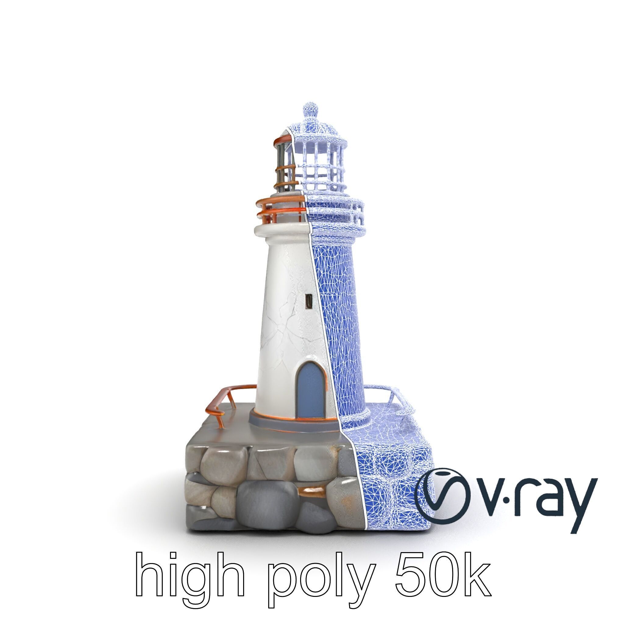 Cracked Lighthouse Coastal Storytelling model pack Low-poly 3D model_17