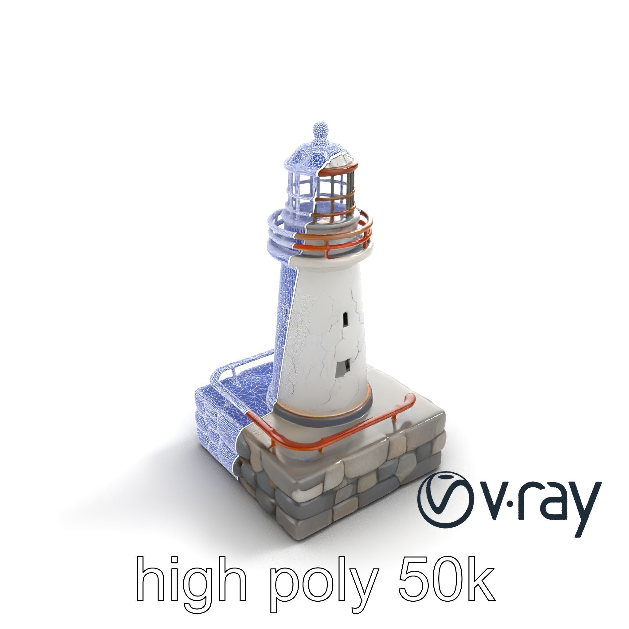 Cracked Lighthouse Coastal Storytelling model pack Low-poly 3D model_25