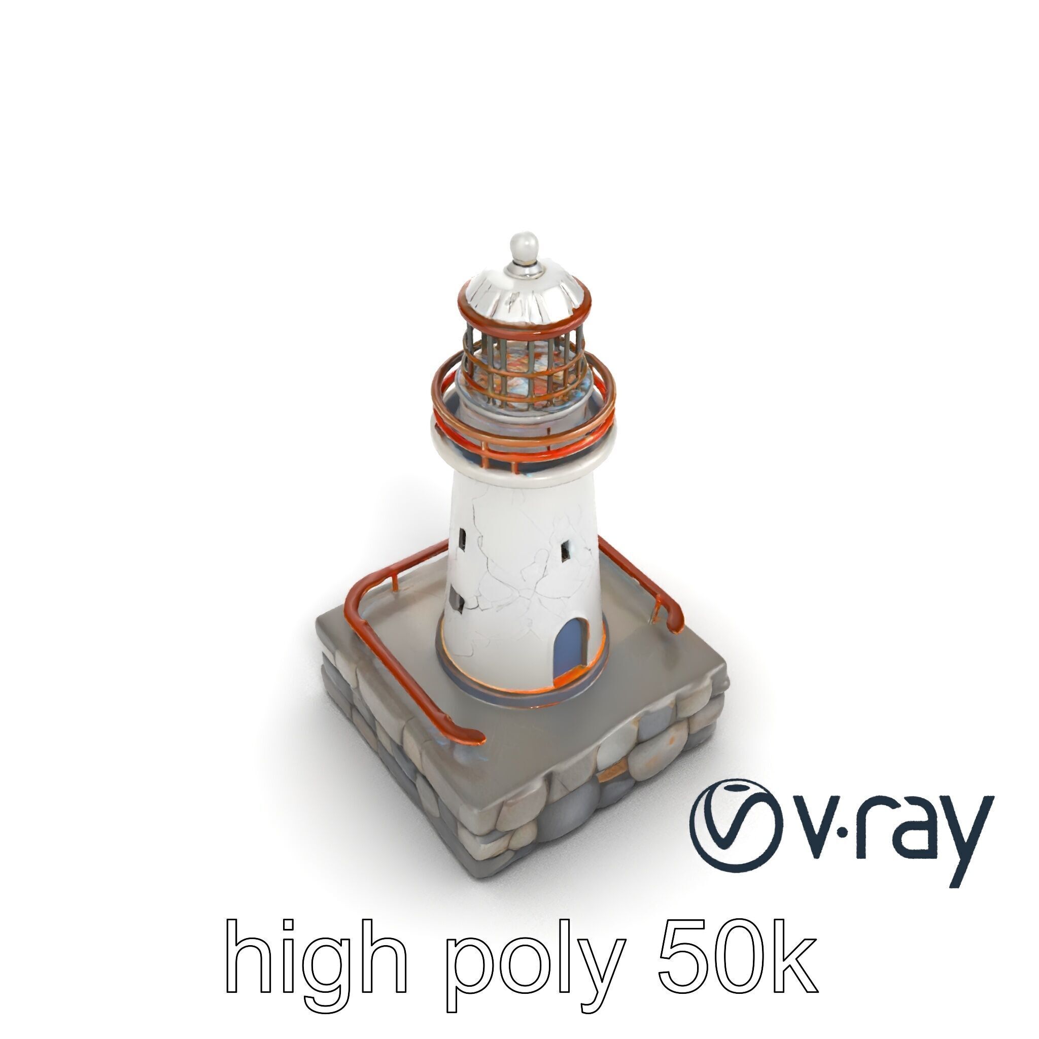 Cracked Lighthouse Coastal Storytelling model pack Low-poly 3D model_22