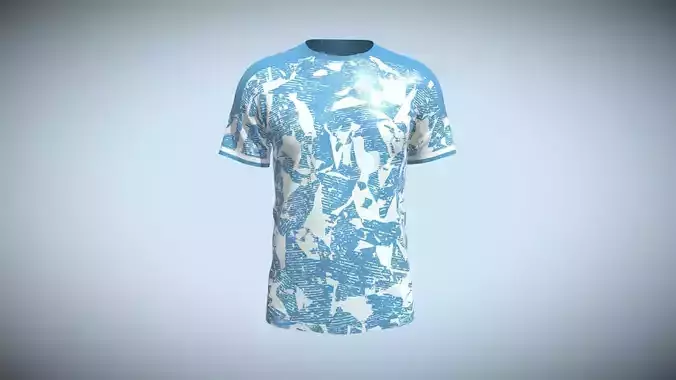 Soccer Blue Print Jersey Player-10 In Low Poly