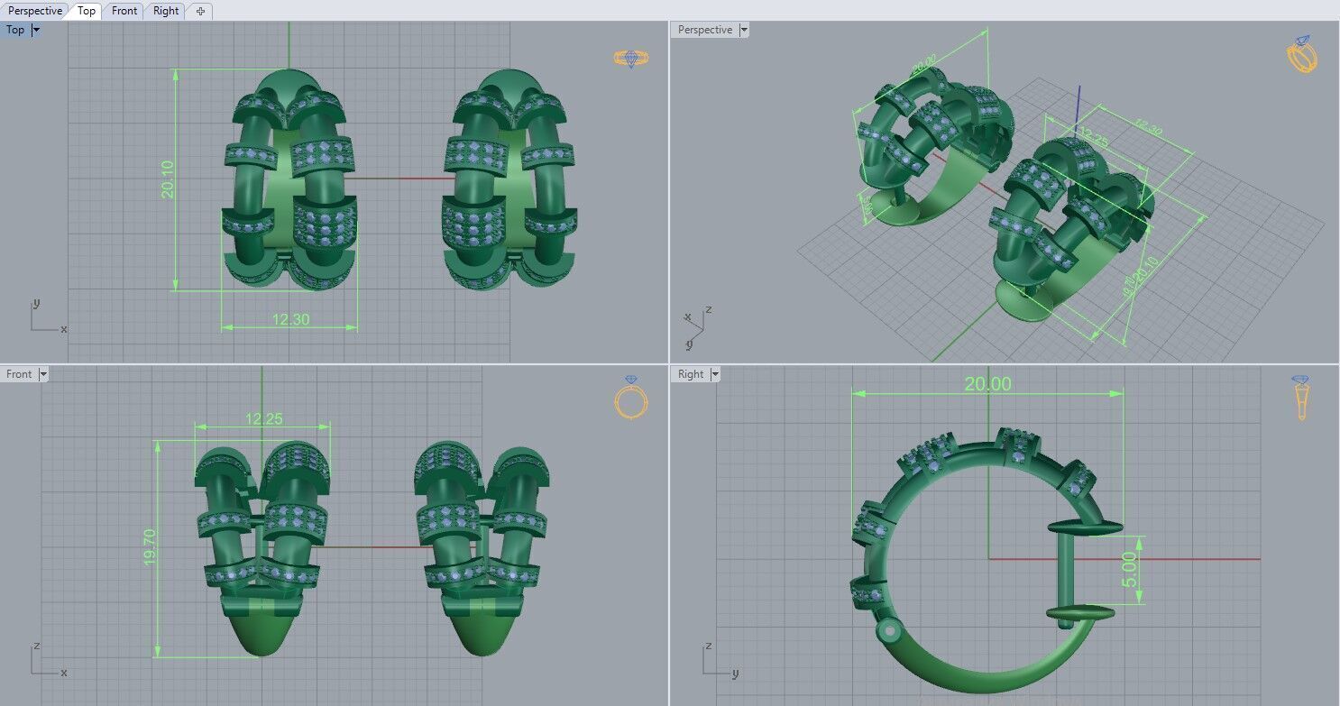 Ring and Earrings set 51012 3D print model_8