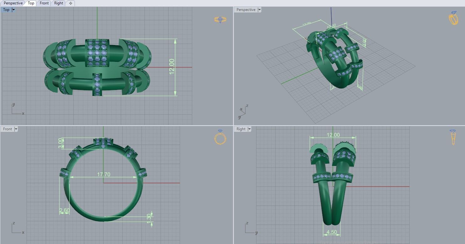 Ring and Earrings set 51012 3D print model_6