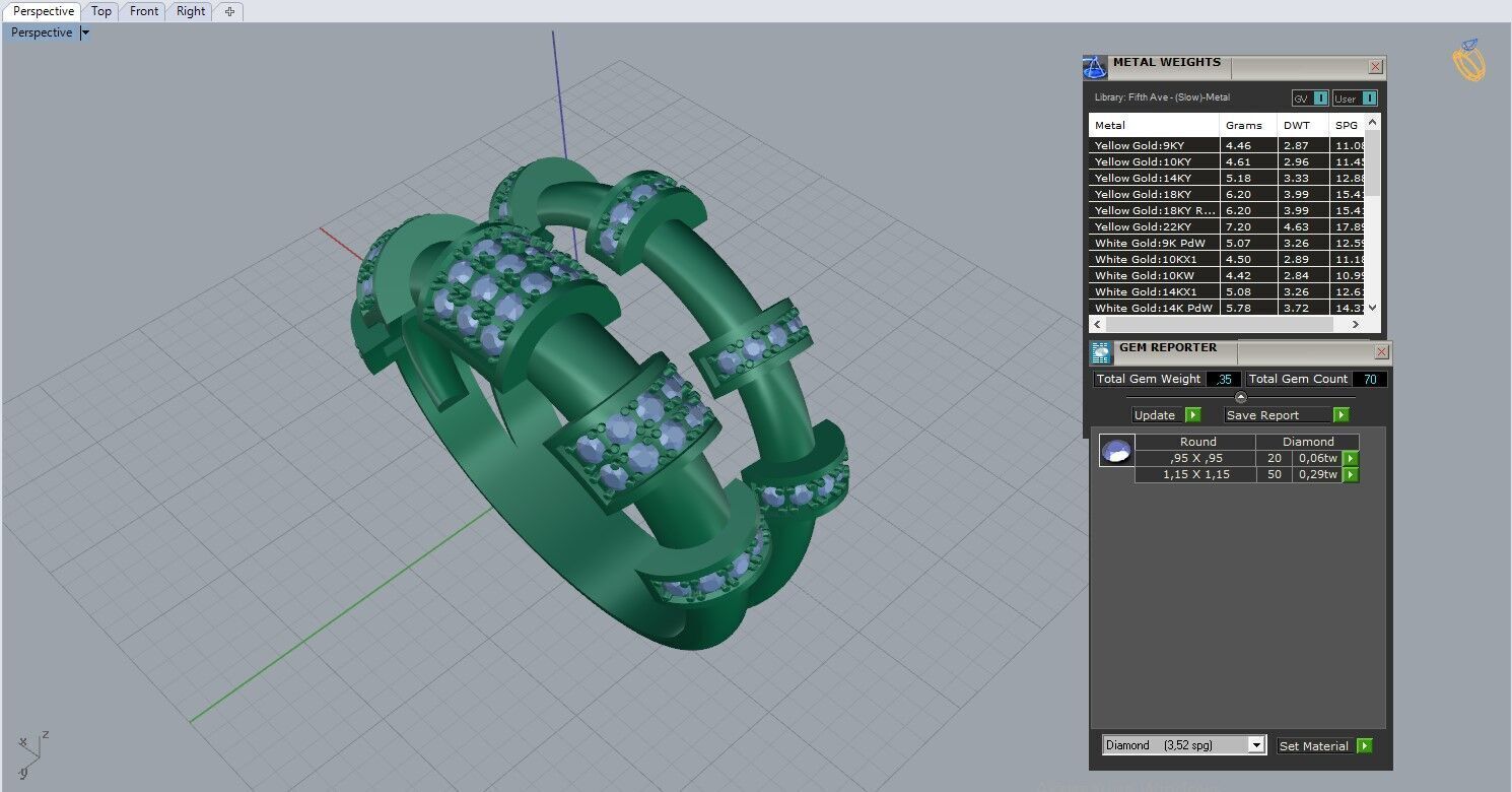 Ring and Earrings set 51012 3D print model_7