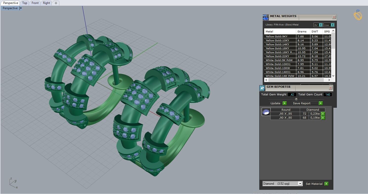 Ring and Earrings set 51012 3D print model_9