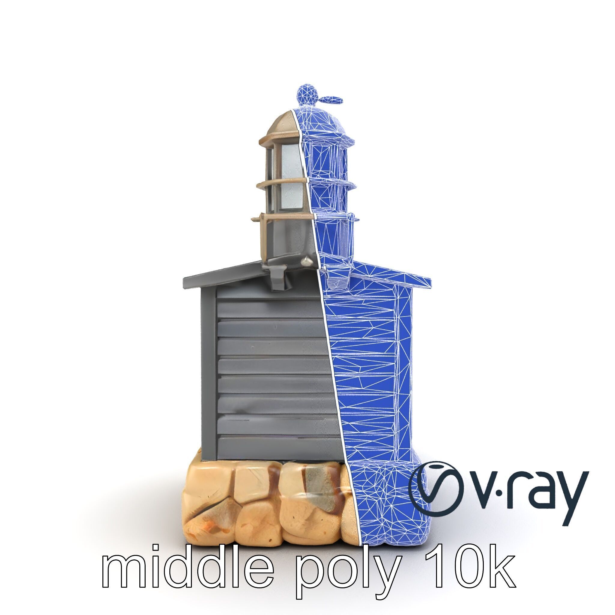 Weathered Lighthouse Architectural model pack Low-poly 3D model_27