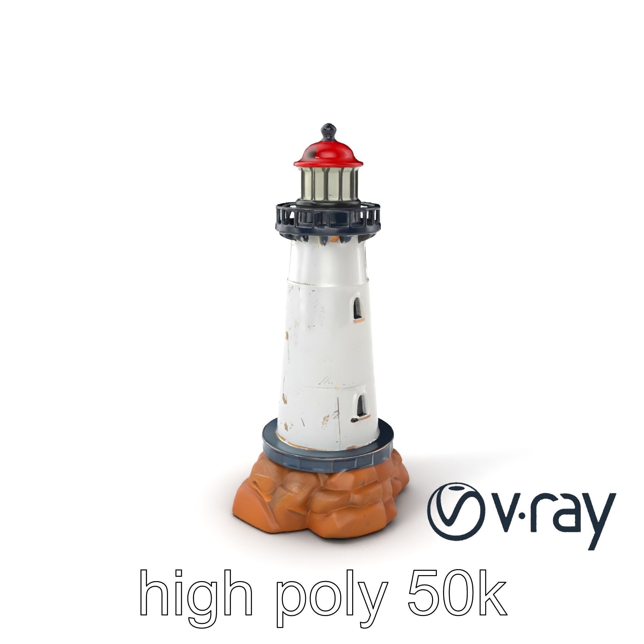 Chipped Paint Lighthouse Architectural Design model pack Low-poly 3D model_6