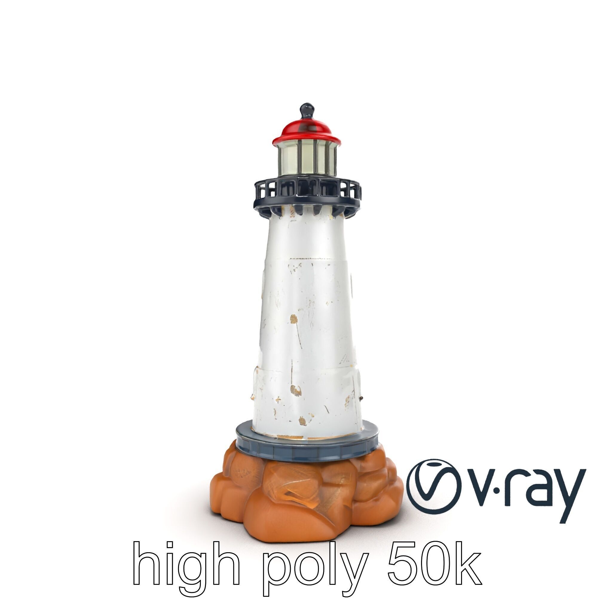 Chipped Paint Lighthouse Architectural Design model pack Low-poly 3D model_13