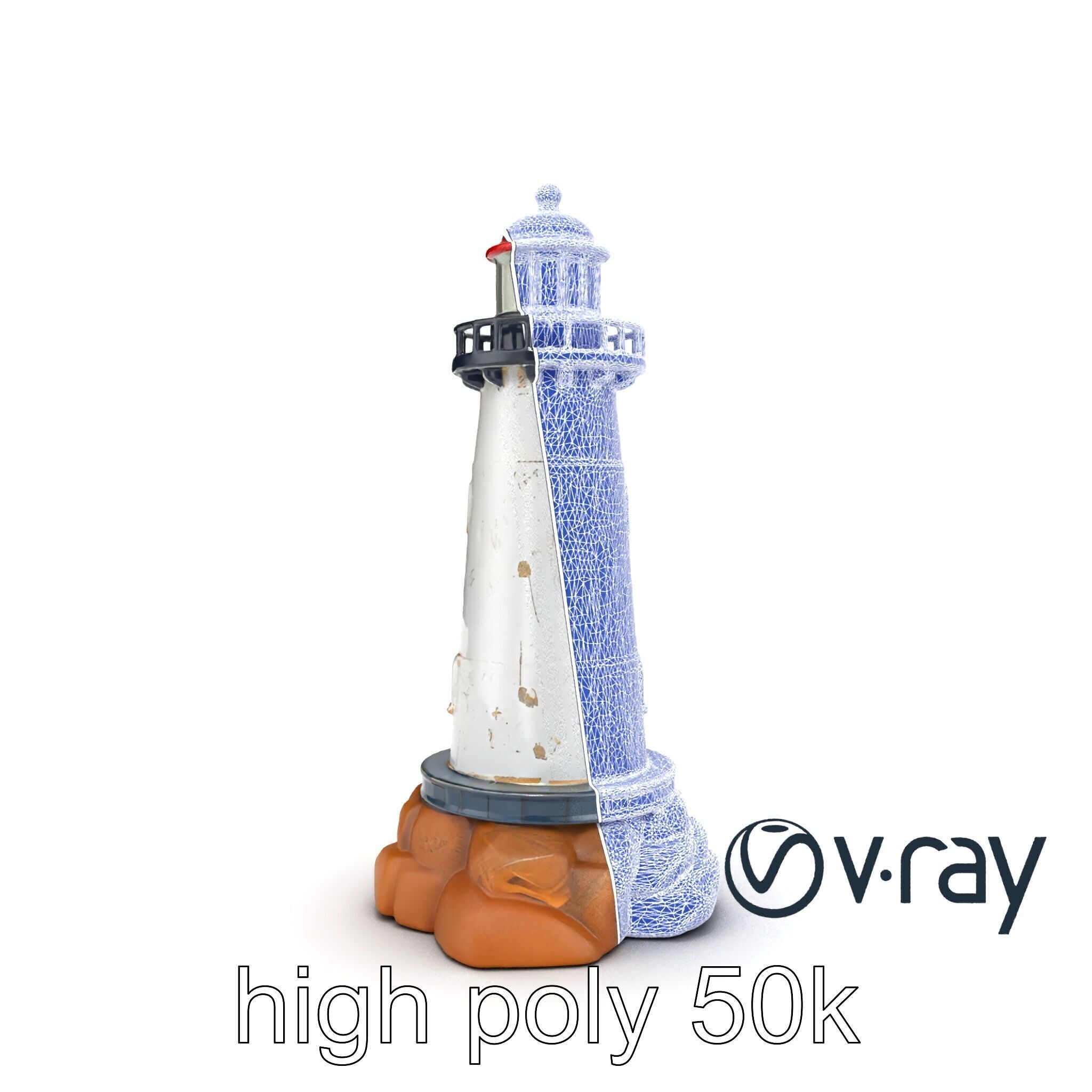 Chipped Paint Lighthouse Architectural Design model pack Low-poly 3D model_29