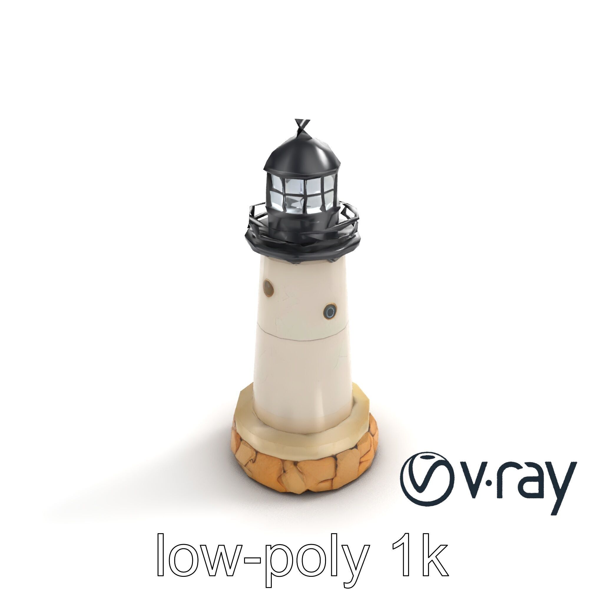 Cracked Stone Lighthouse Architectural model pack Low-poly 3D model_8