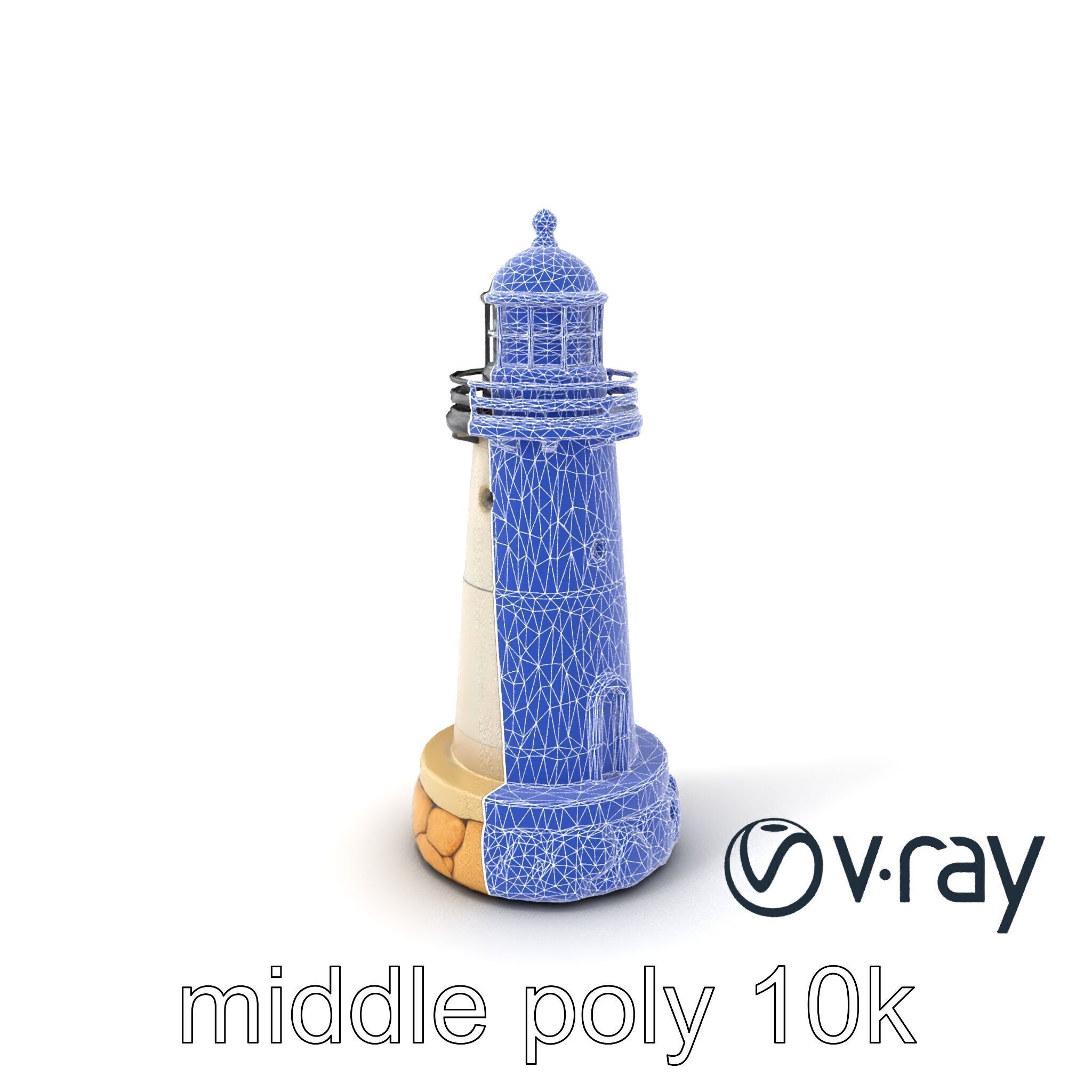 Cracked Stone Lighthouse Architectural model pack Low-poly 3D model_4