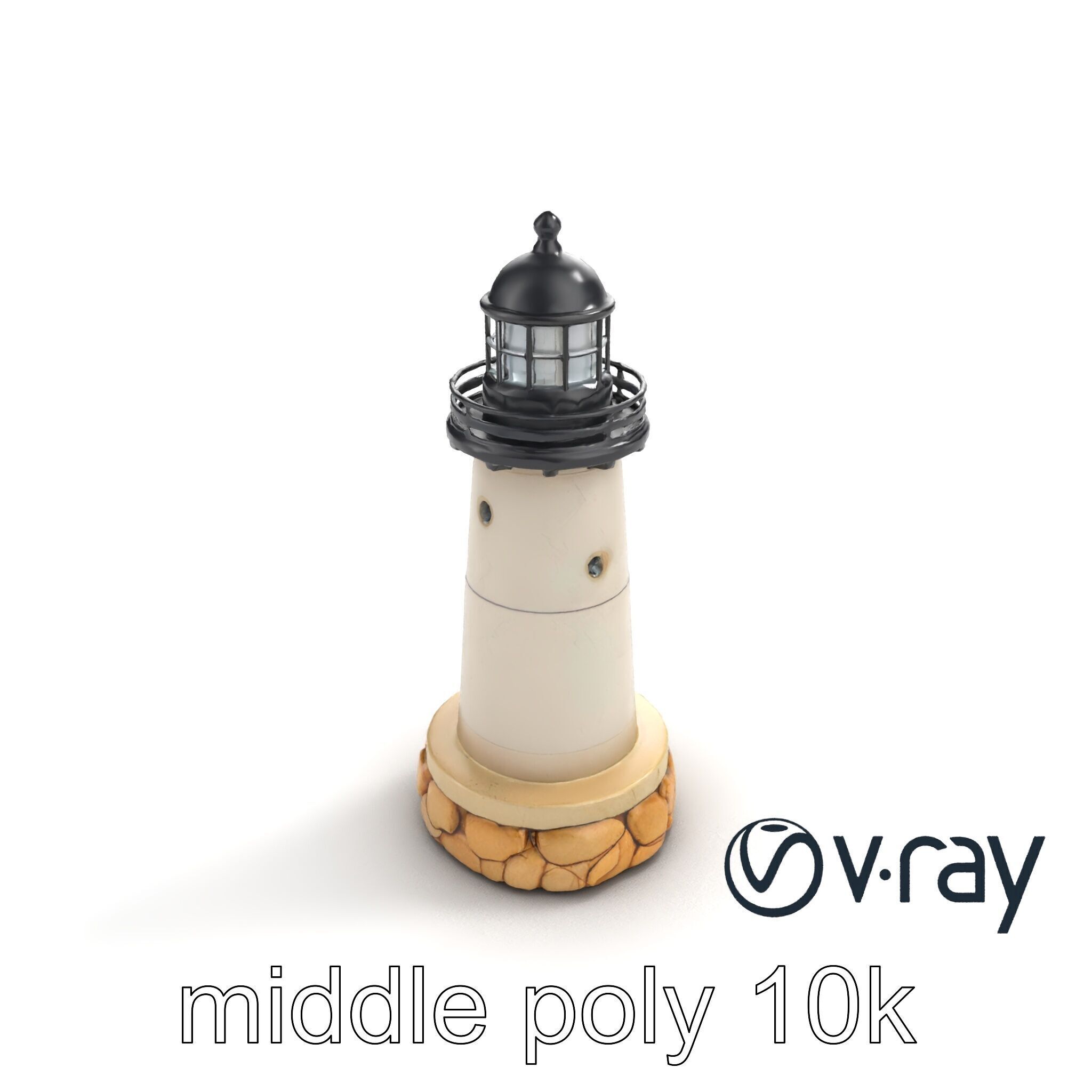 Cracked Stone Lighthouse Architectural model pack Low-poly 3D model_7