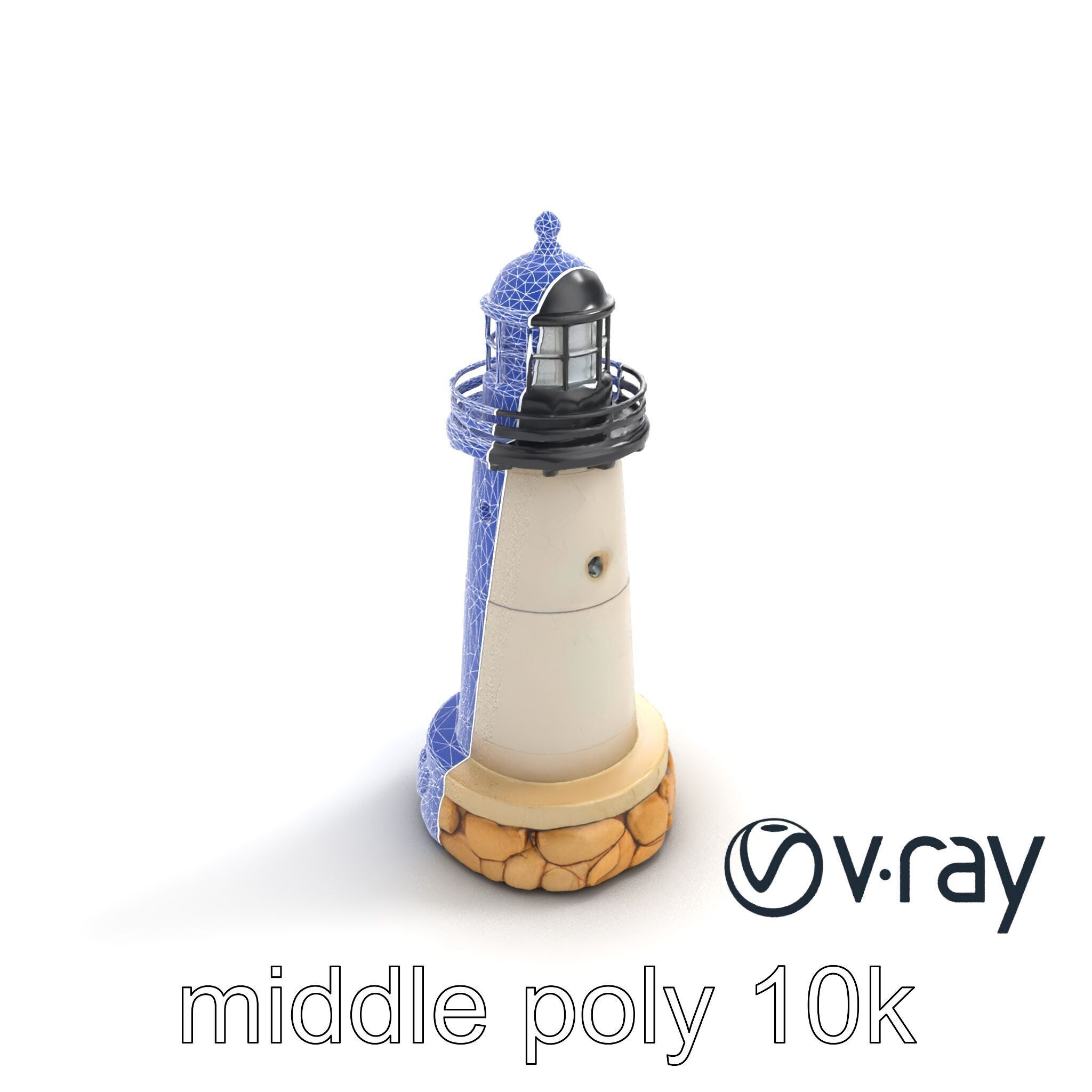 Cracked Stone Lighthouse Architectural model pack Low-poly 3D model_20