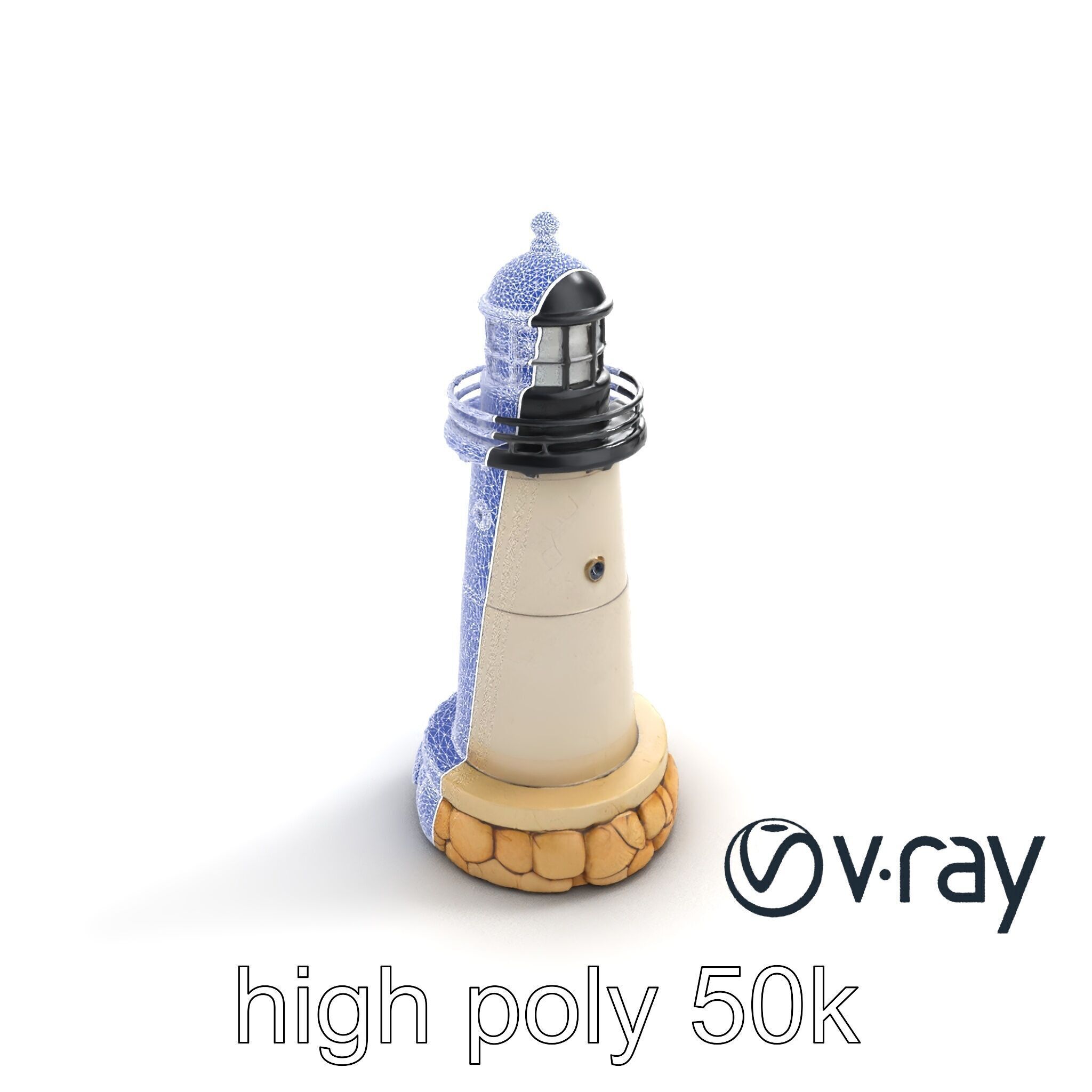 Cracked Stone Lighthouse Architectural model pack Low-poly 3D model_30