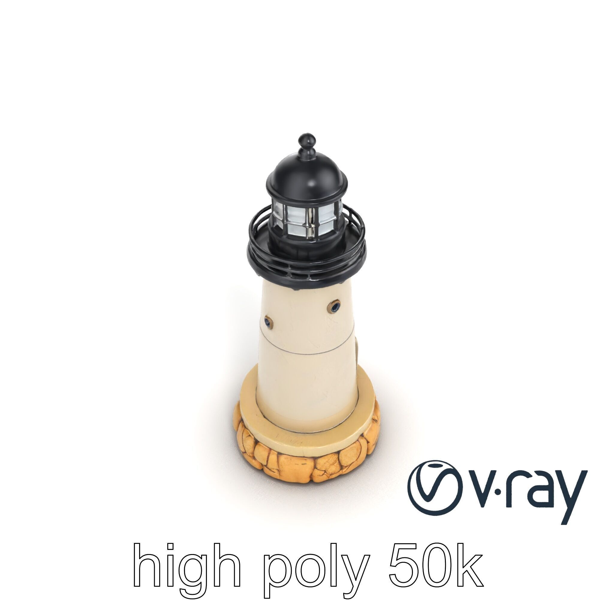 Cracked Stone Lighthouse Architectural model pack Low-poly 3D model_24