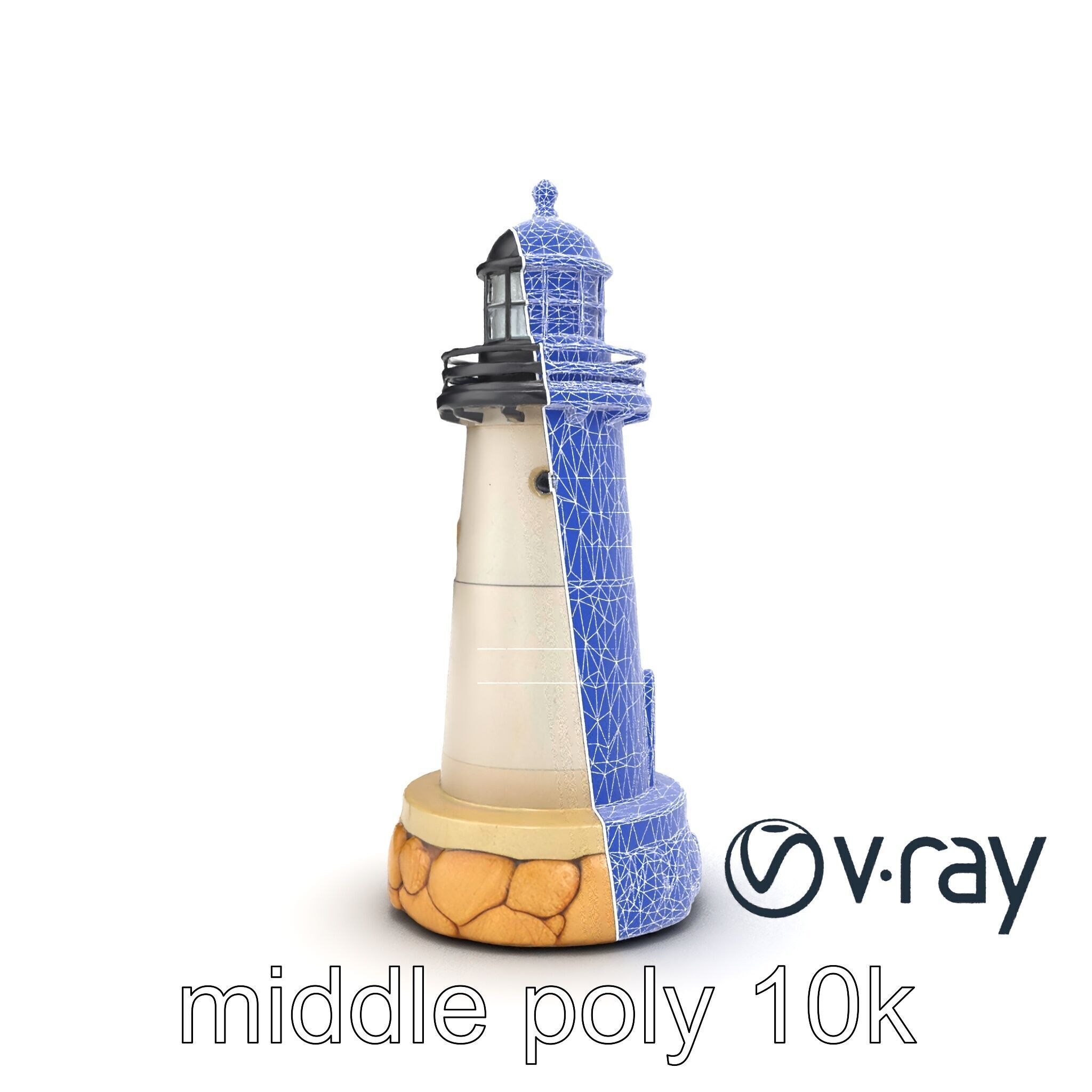 Cracked Stone Lighthouse Architectural model pack Low-poly 3D model_31
