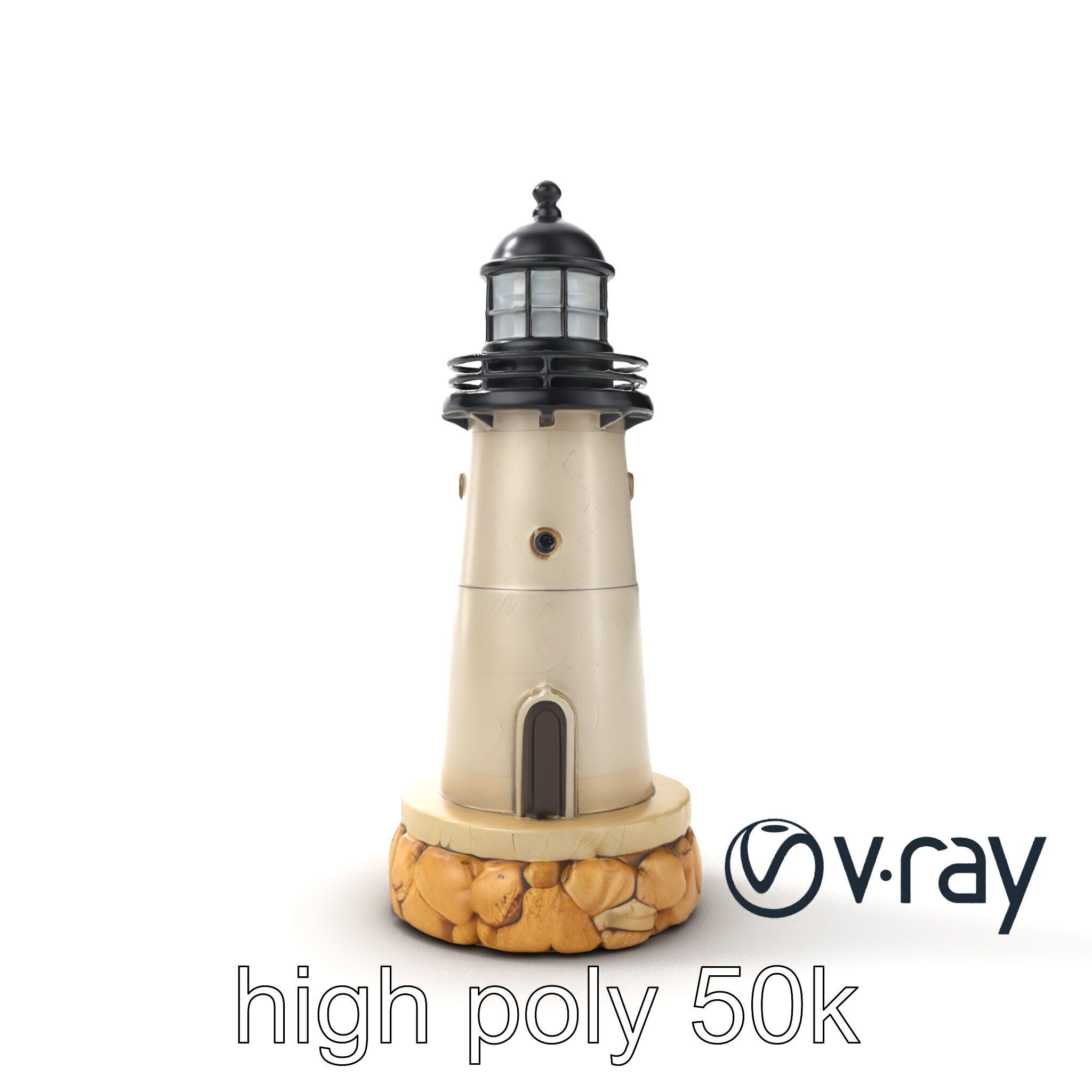 Cracked Stone Lighthouse Architectural model pack Low-poly 3D model_13