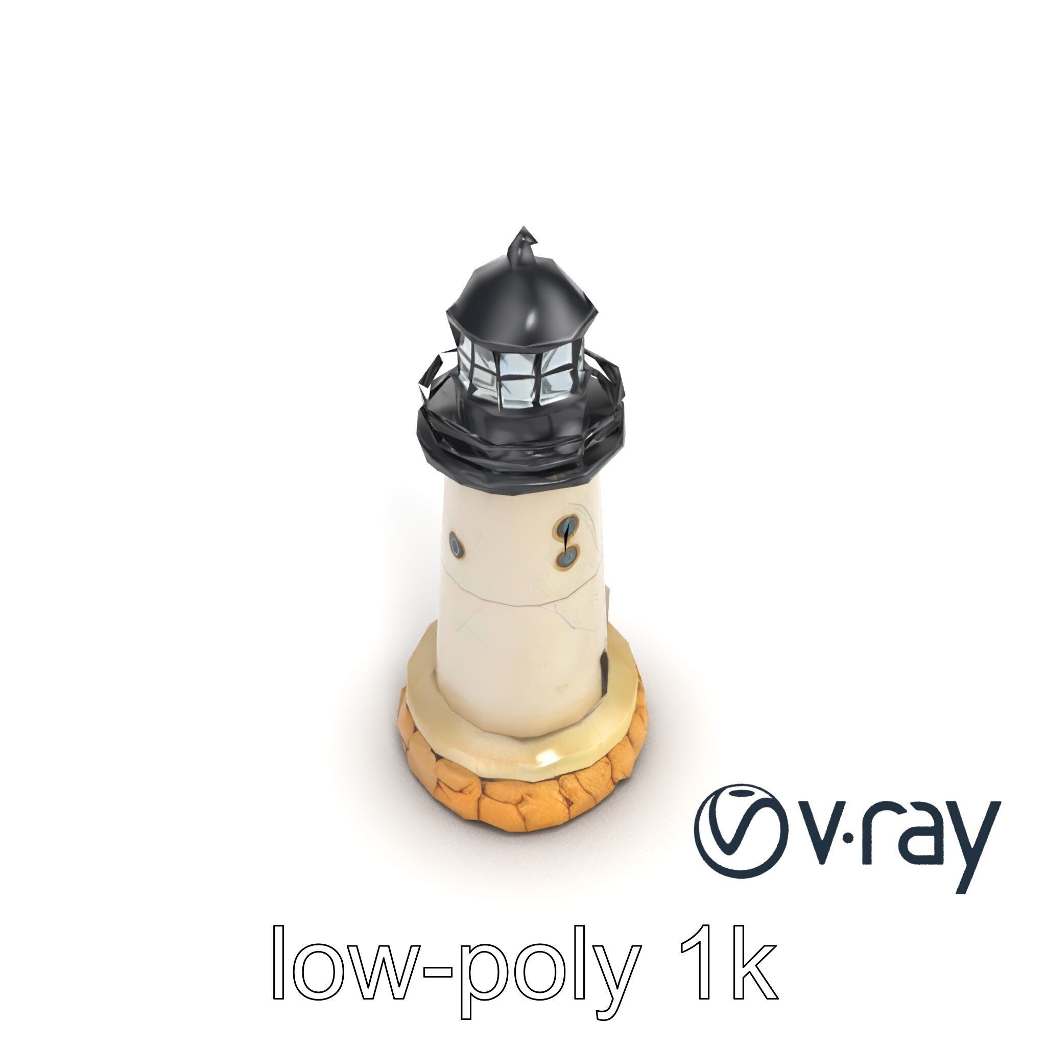 Cracked Stone Lighthouse Architectural model pack Low-poly 3D model_11