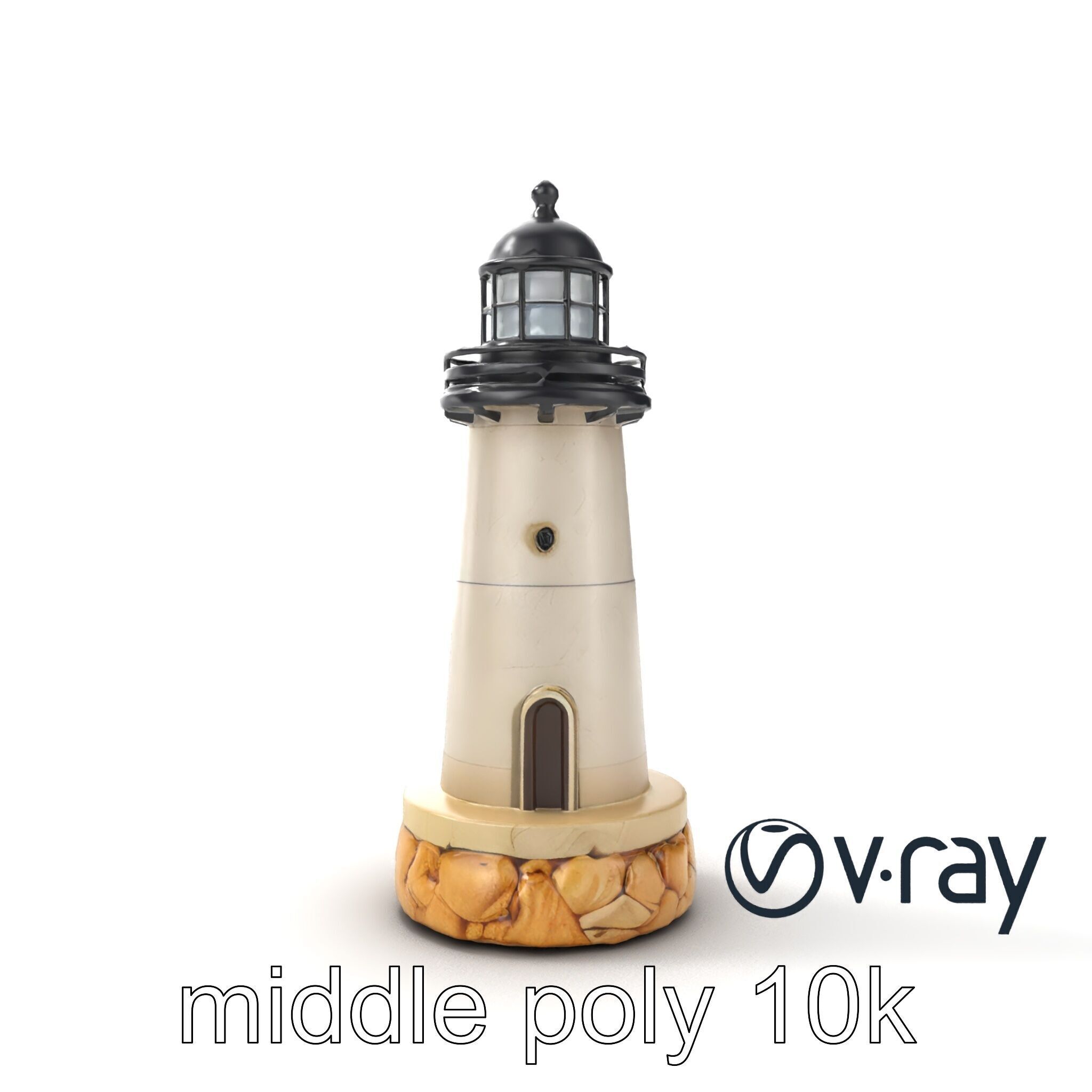 Cracked Stone Lighthouse Architectural model pack Low-poly 3D model_16