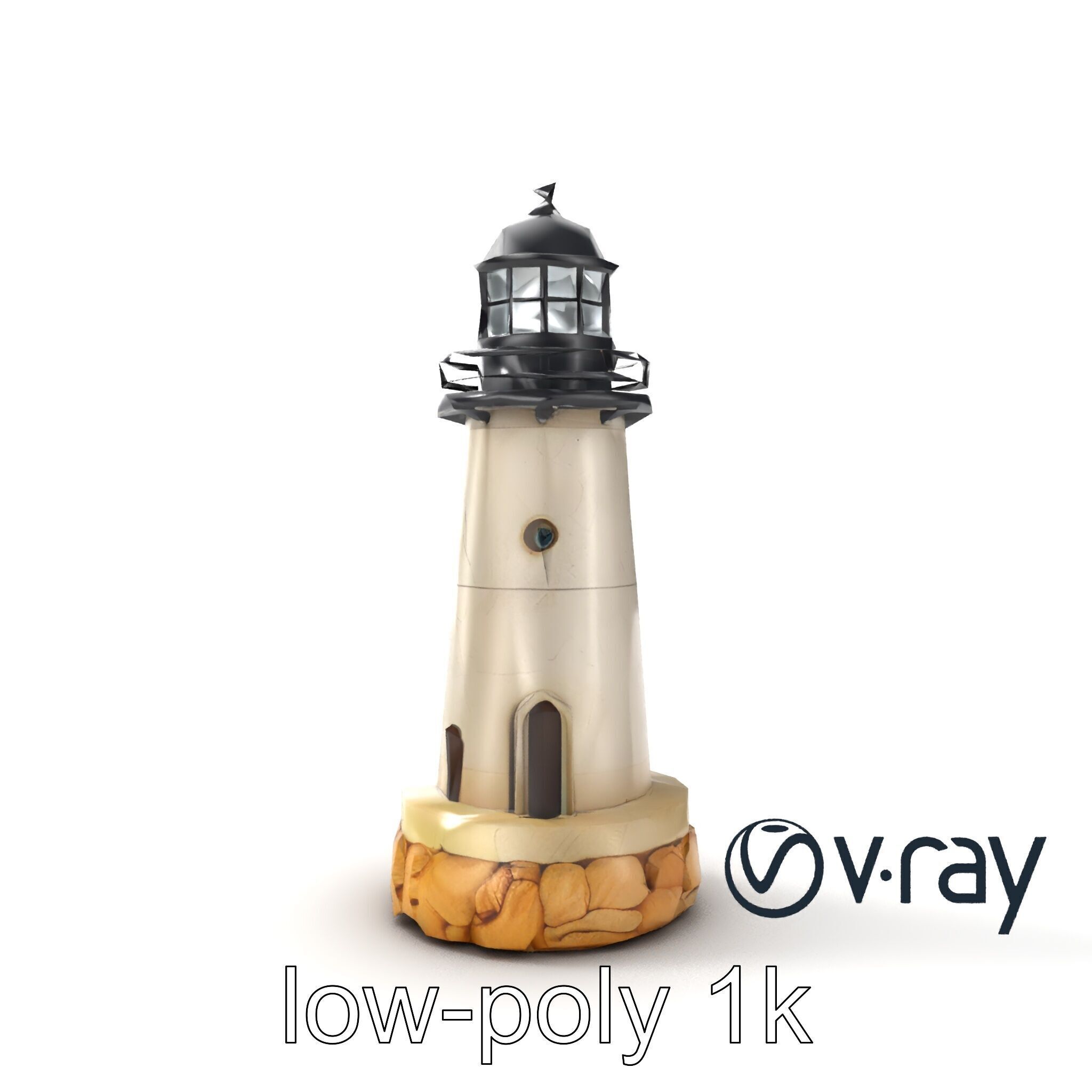 Cracked Stone Lighthouse Architectural model pack Low-poly 3D model_10