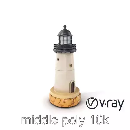 Cracked Stone Lighthouse Architectural model pack Low-poly 3D model