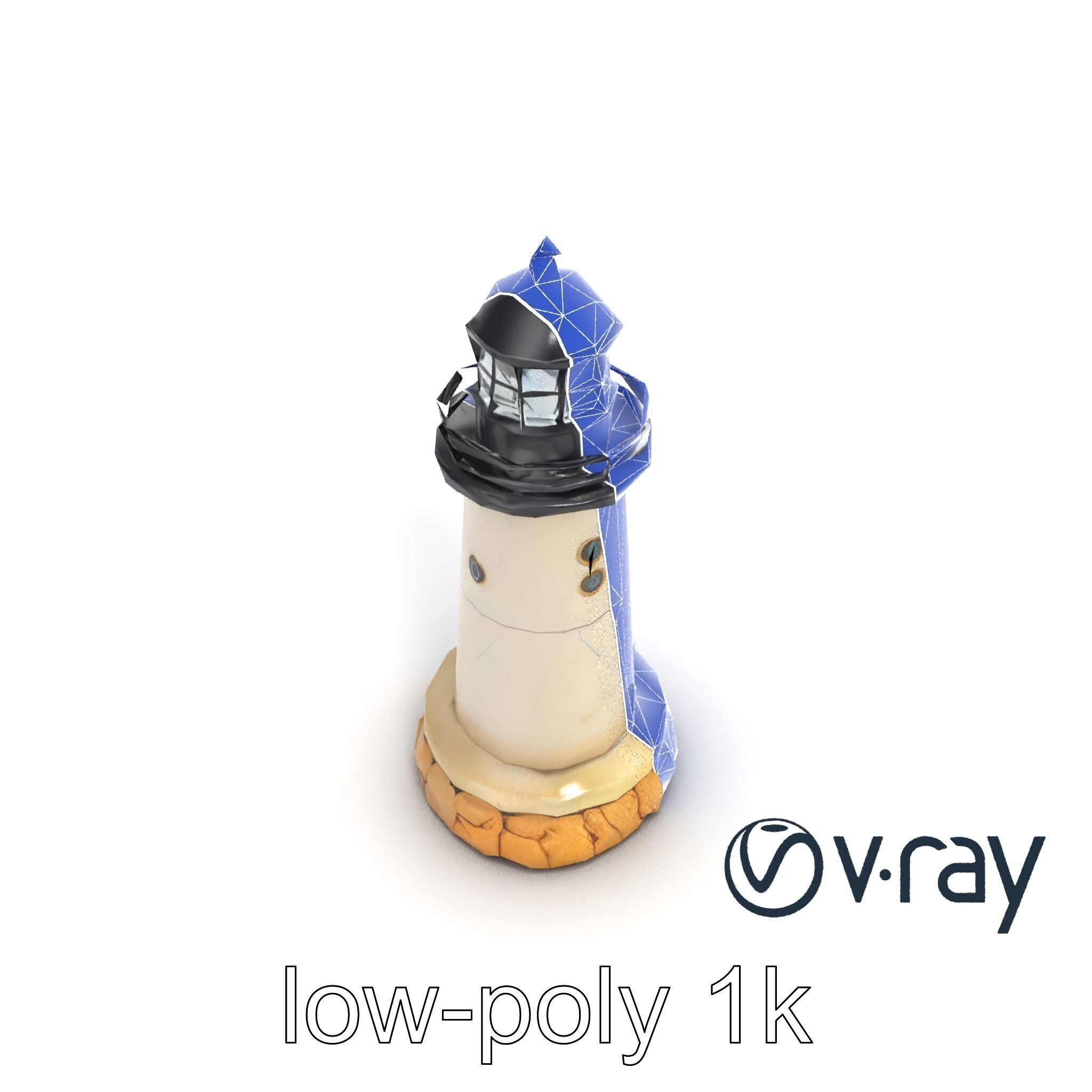 Cracked Stone Lighthouse Architectural model pack Low-poly 3D model_25