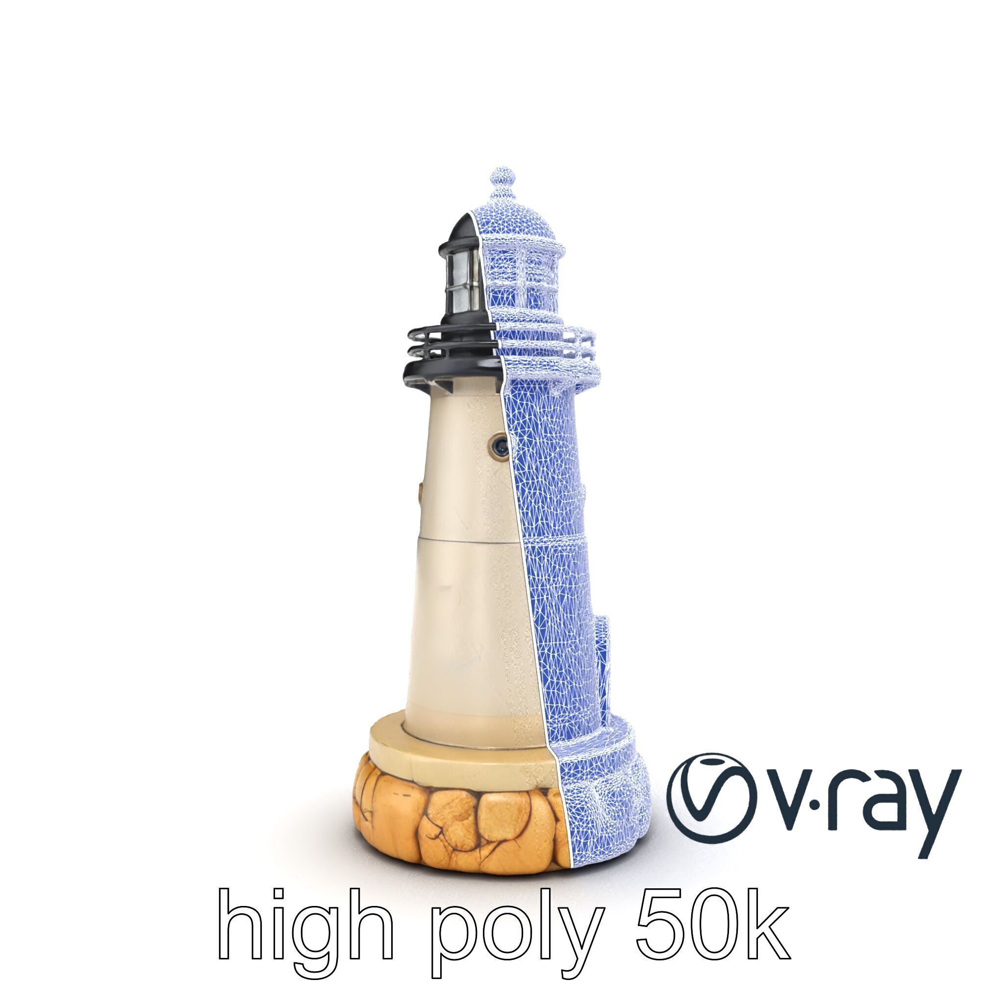 Cracked Stone Lighthouse Architectural model pack Low-poly 3D model_21