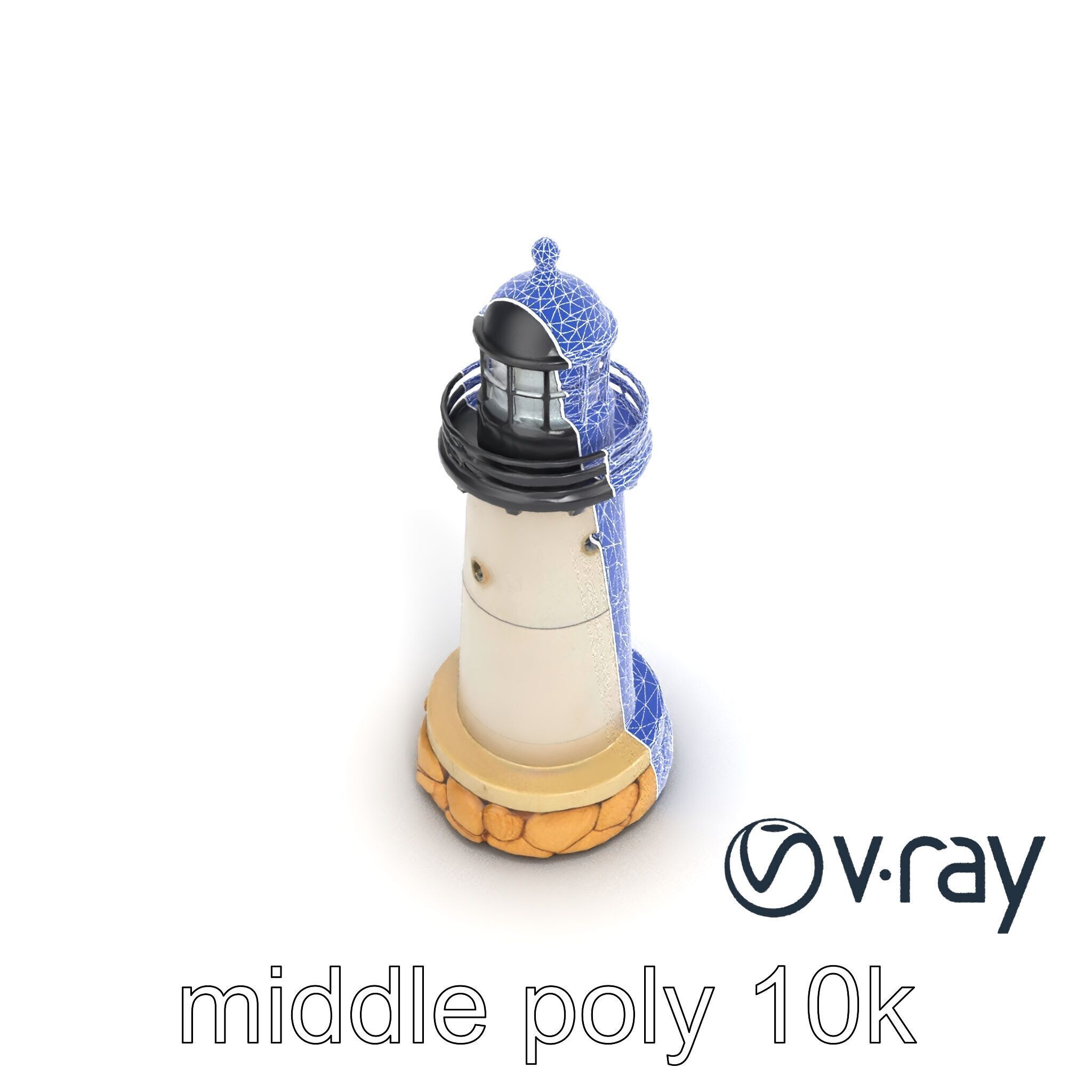 Cracked Stone Lighthouse Architectural model pack Low-poly 3D model_14
