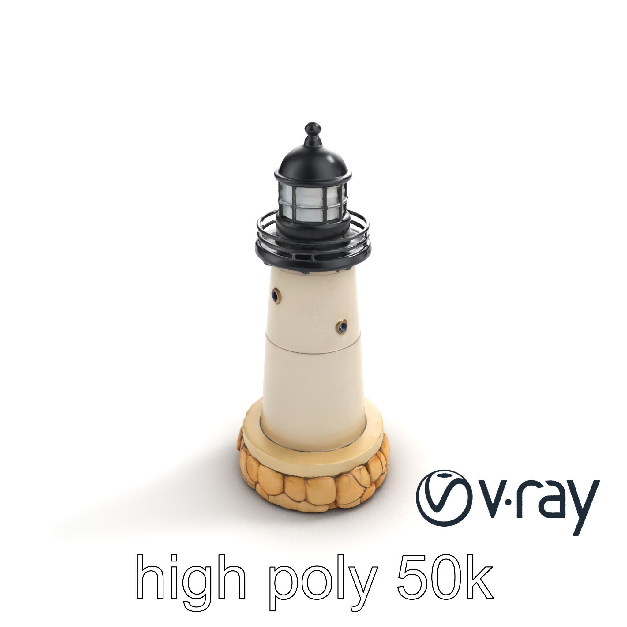 Cracked Stone Lighthouse Architectural model pack Low-poly 3D model_12