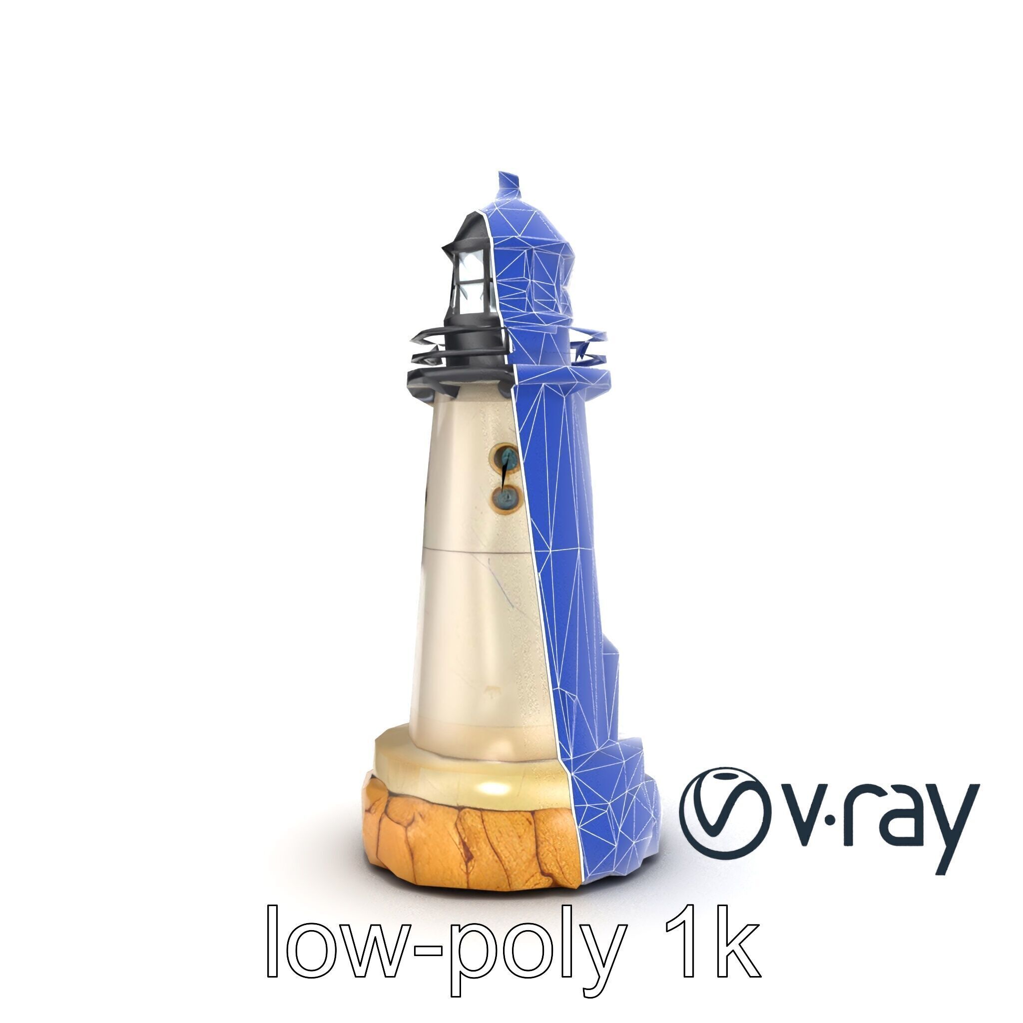 Cracked Stone Lighthouse Architectural model pack Low-poly 3D model_29