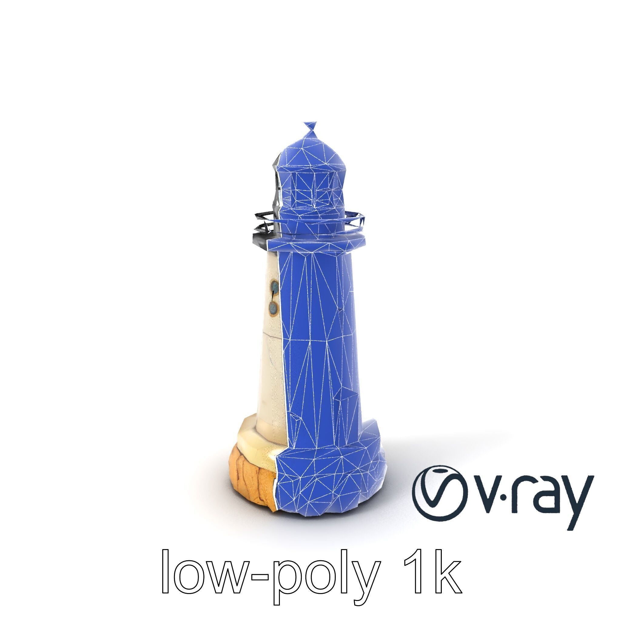 Cracked Stone Lighthouse Architectural model pack Low-poly 3D model_5