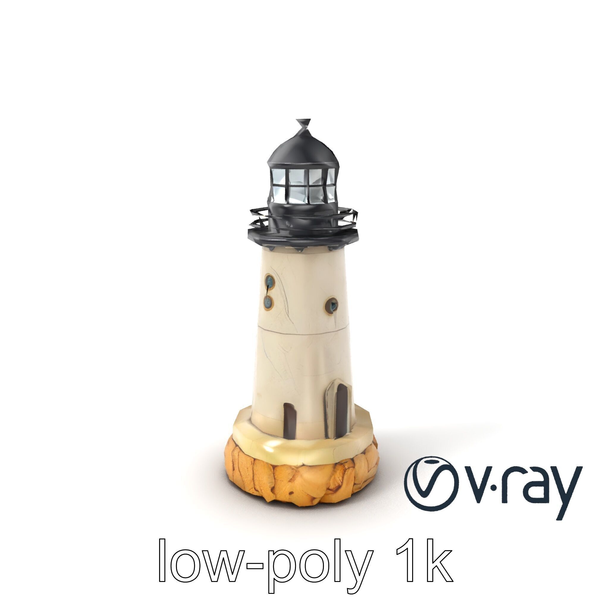 Cracked Stone Lighthouse Architectural model pack Low-poly 3D model_2