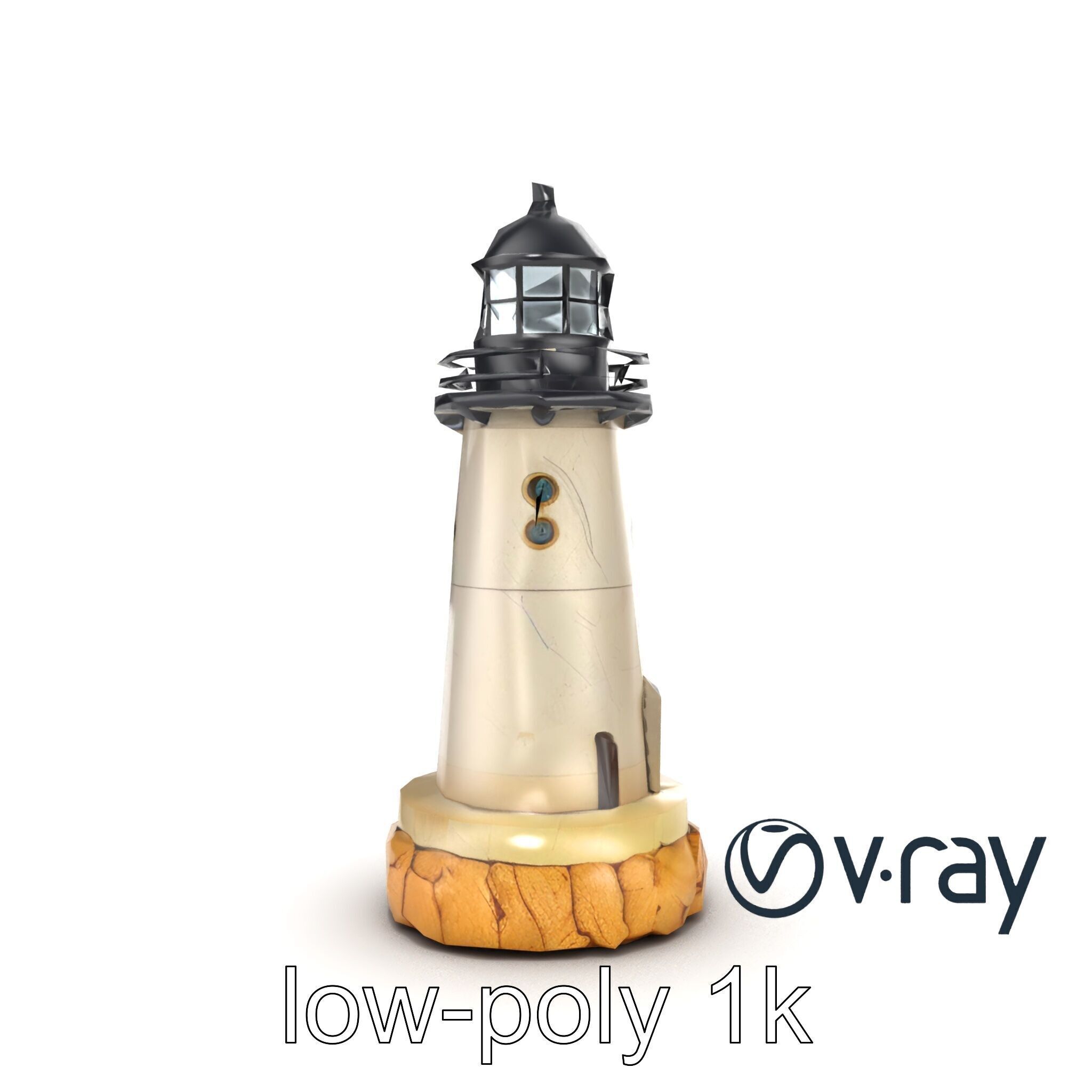 Cracked Stone Lighthouse Architectural model pack Low-poly 3D model_26