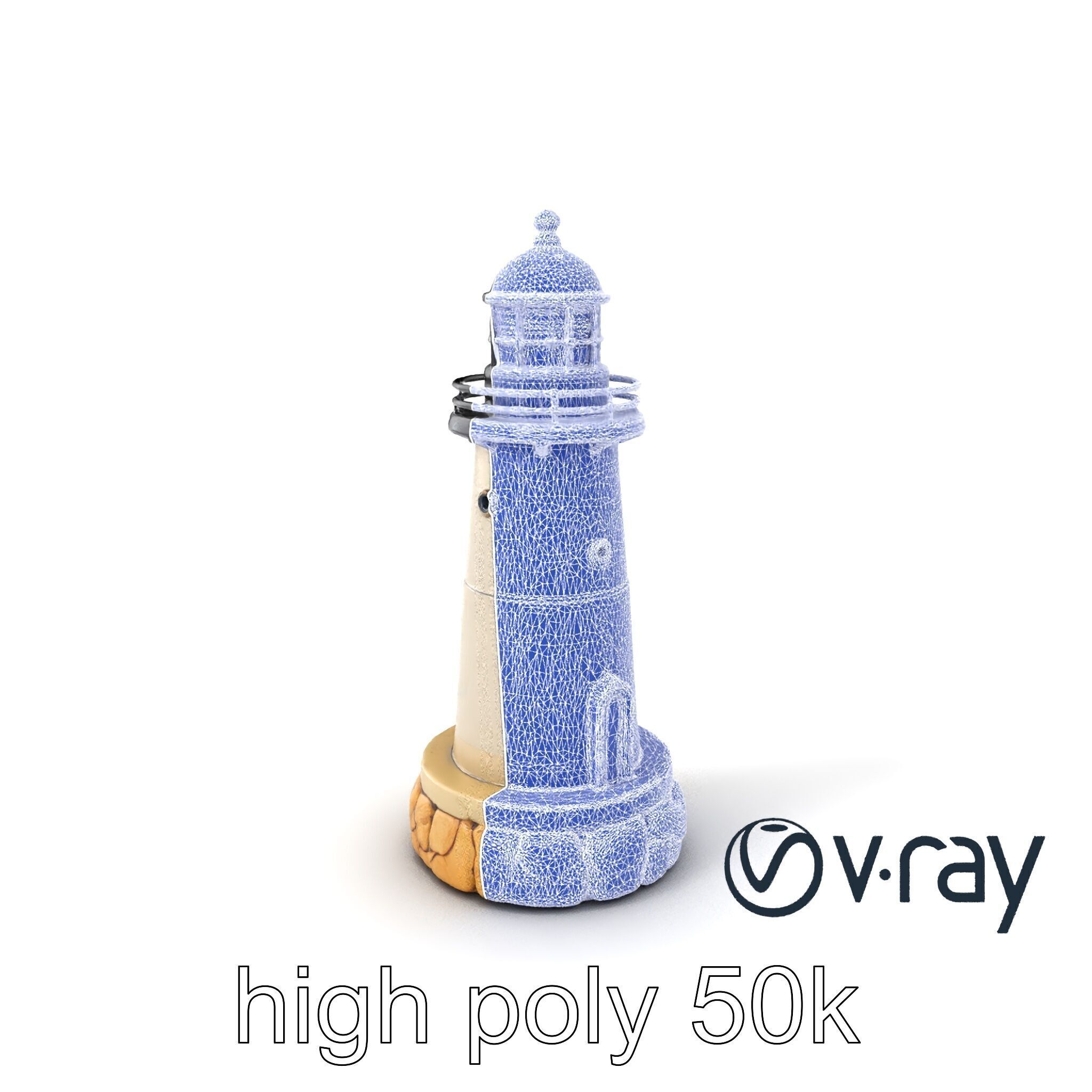 Cracked Stone Lighthouse Architectural model pack Low-poly 3D model_9