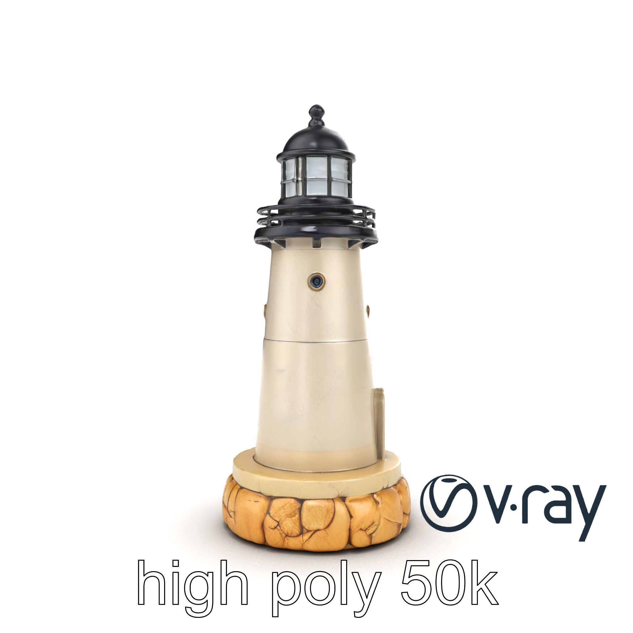Cracked Stone Lighthouse Architectural model pack Low-poly 3D model_15