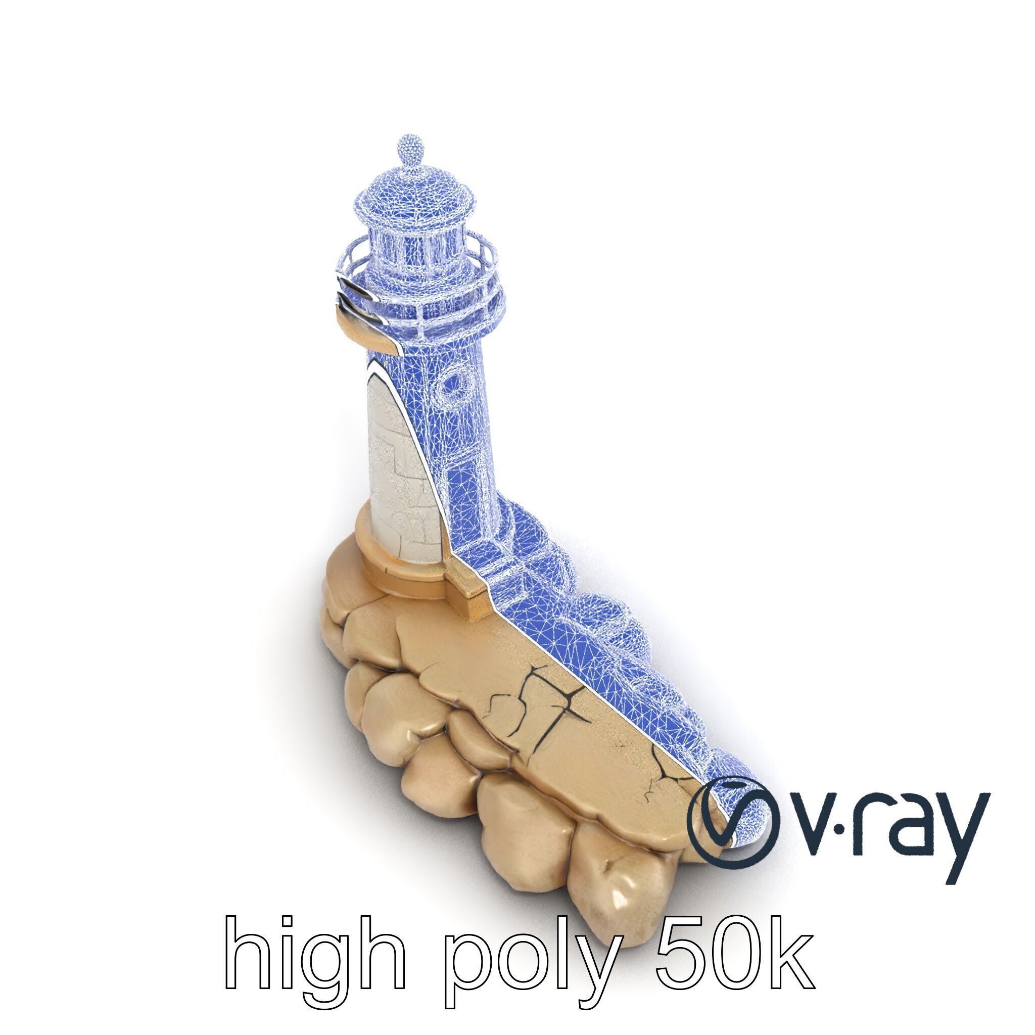 Cracked Coastal Lighthouse model pack Low-poly 3D model_13