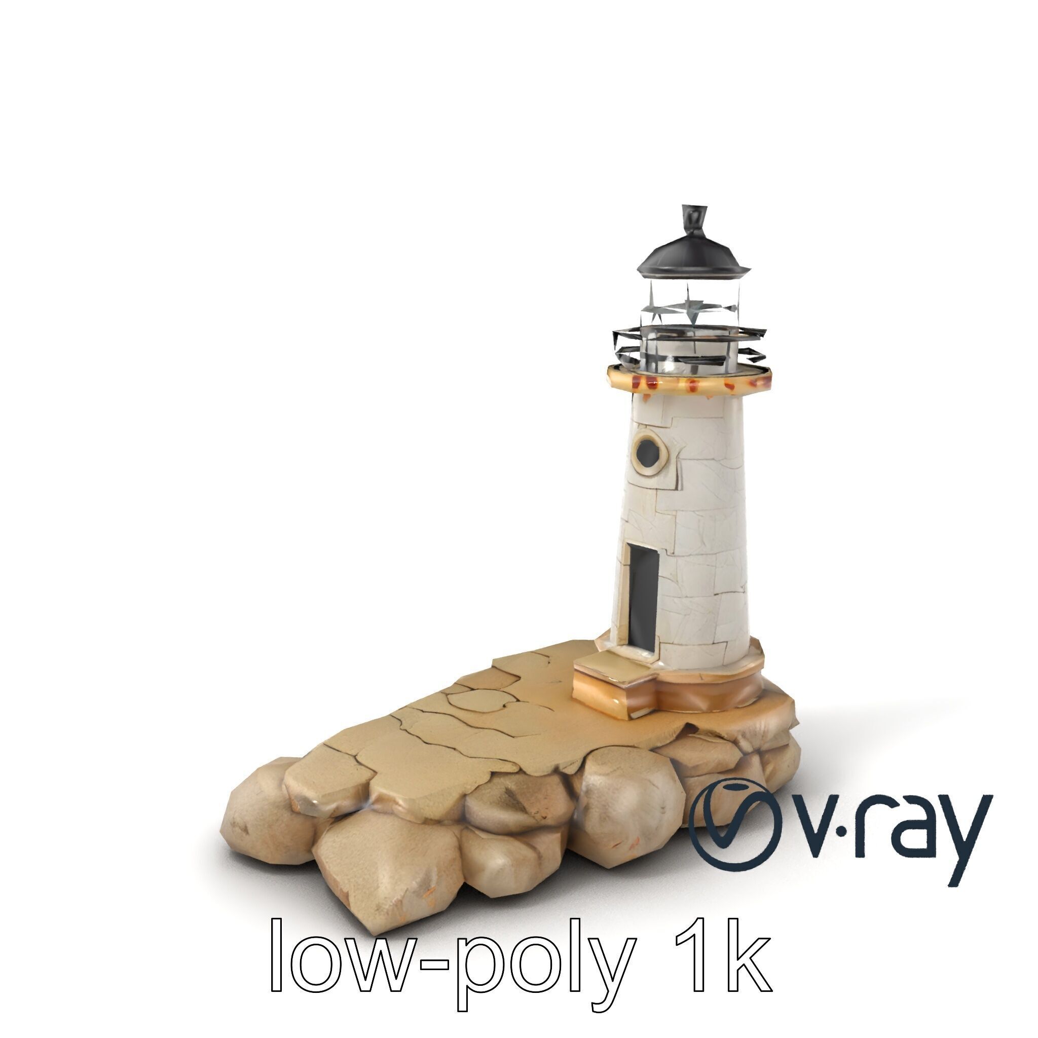 Cracked Coastal Lighthouse model pack Low-poly 3D model_2